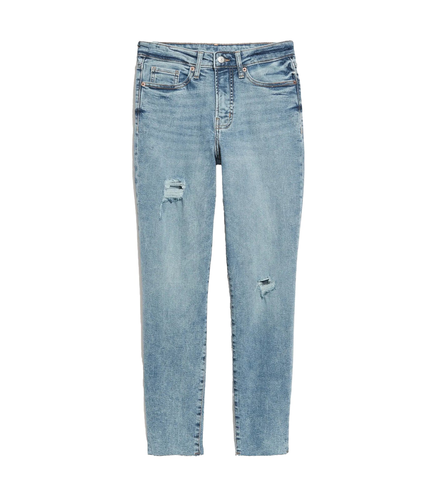 High-Waisted O.G. Straight Ripped Cut-Off Ankle Jeans for Women Cora