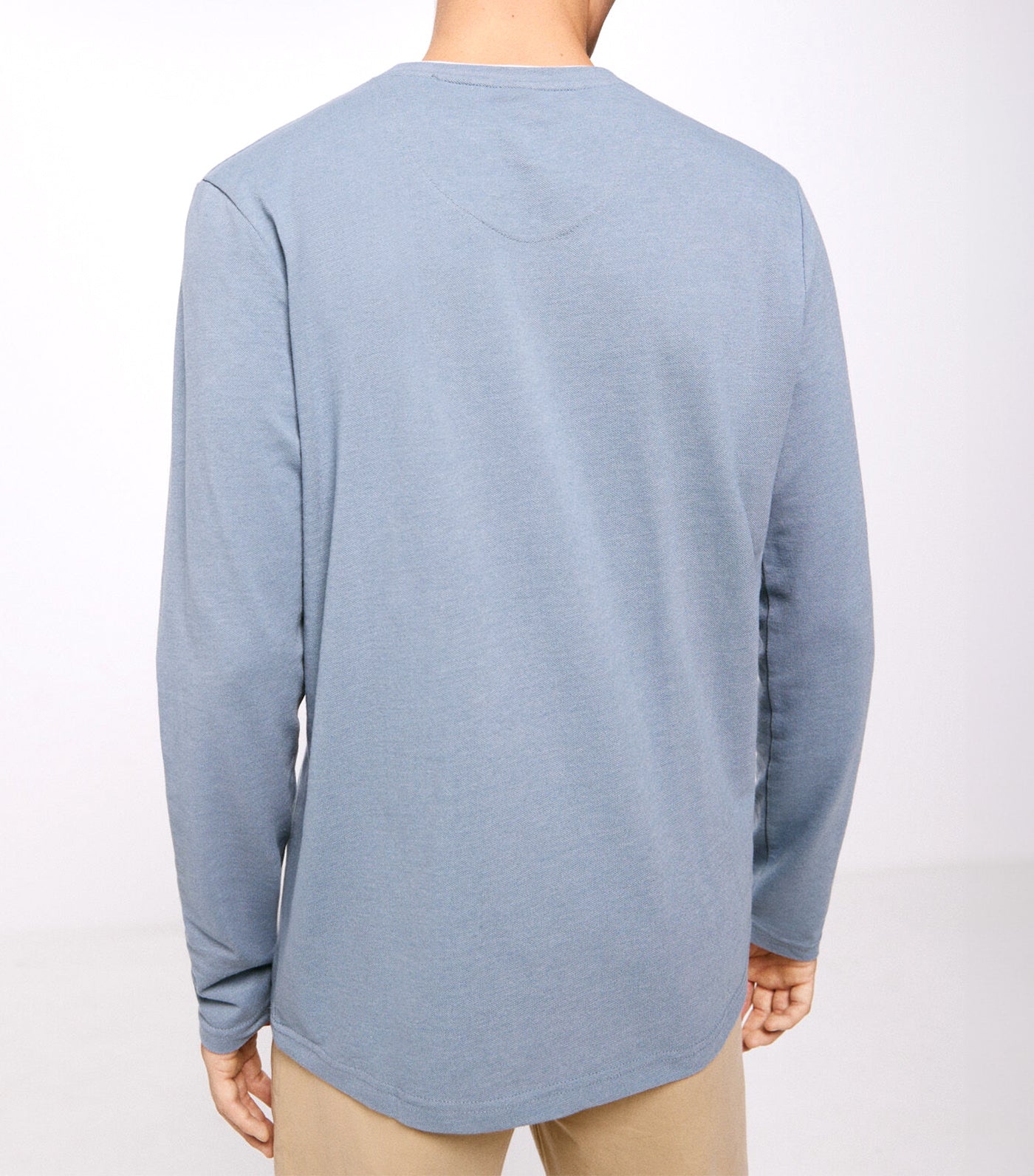 Double Melange Long Sleeve T-Shirt Blue
