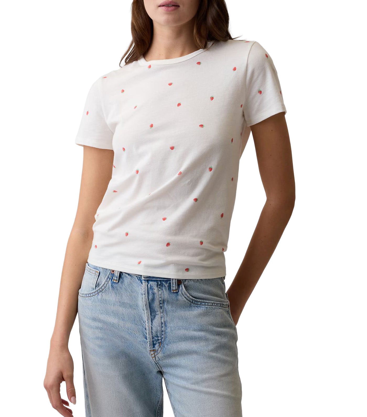 Favorite Crewneck T-Shirt Strawberries White