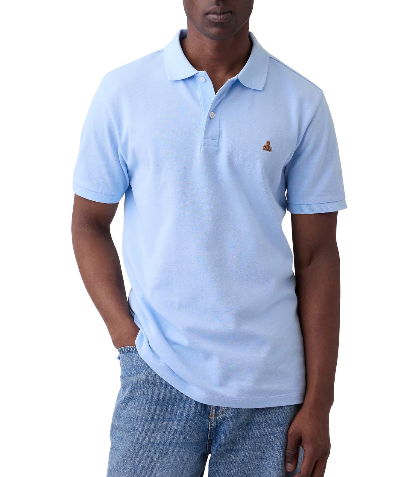 GAP Stretch Pique Polo Shirt Cerulean Blue