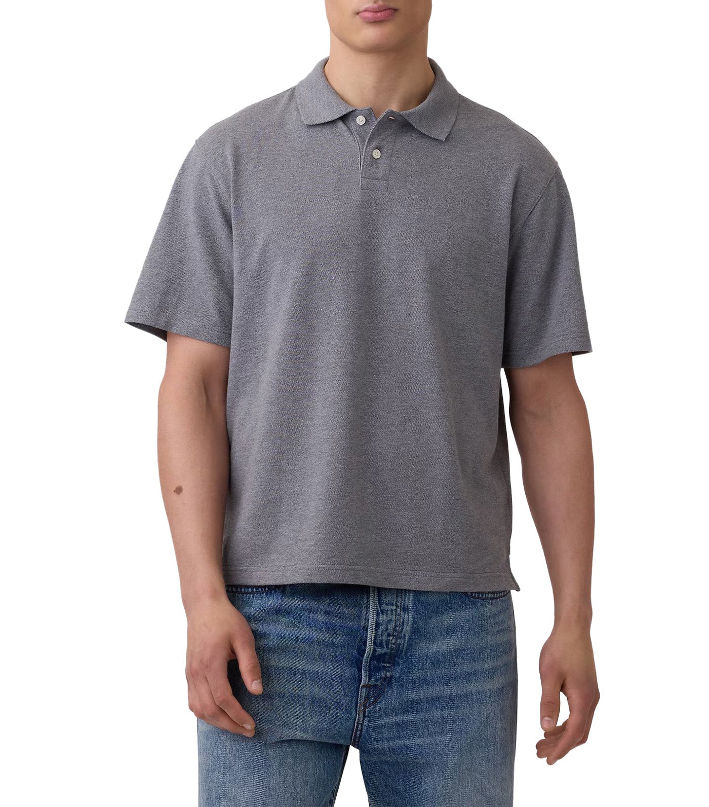 Relaxed Pique Polo Heather Gray