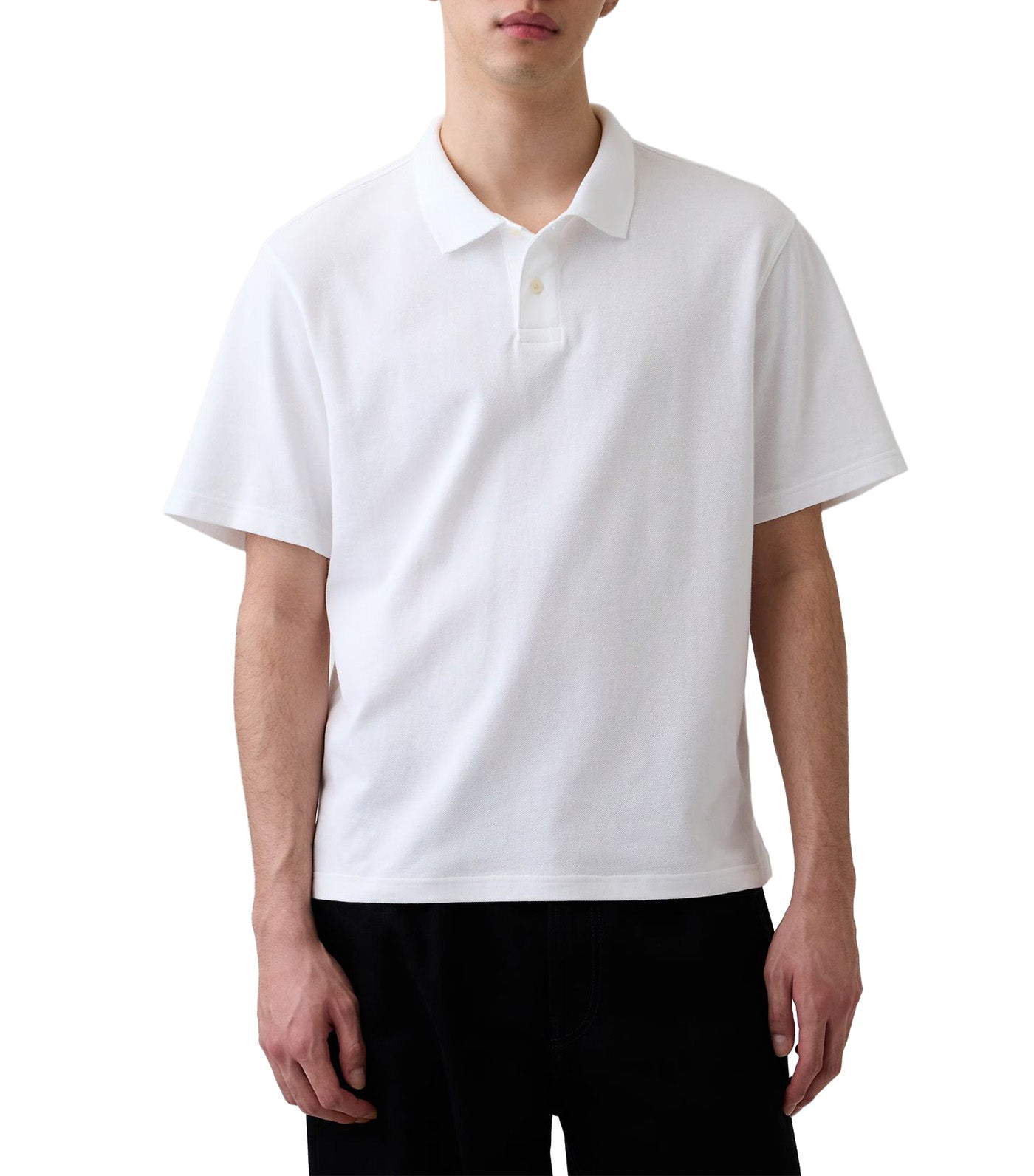 Relaxed Pique Polo White
