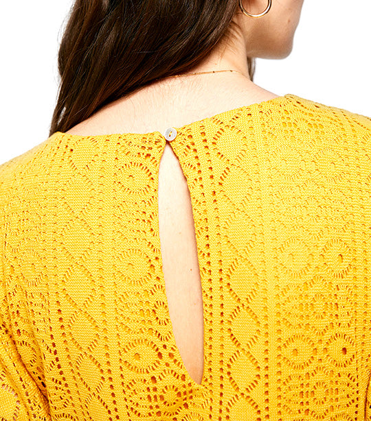 Short Crochet Dress Yellow Gold
