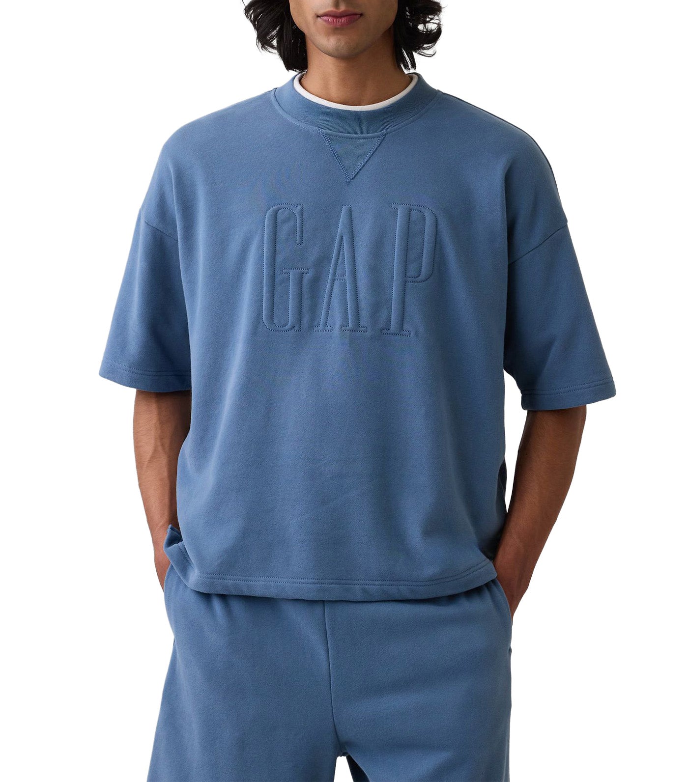 VintageSoft Terry Oversized Logo Sweatshirt Faux Indigo