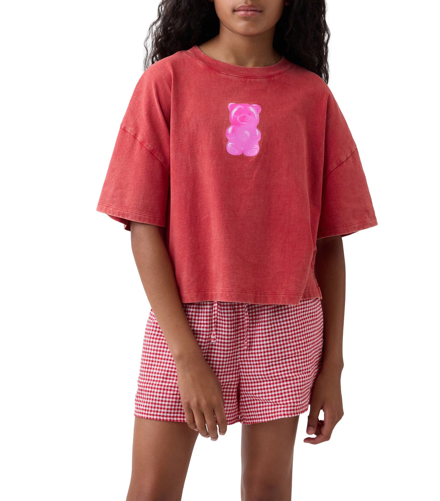 Kids Oversized Graphic T-Shirt Modern Red