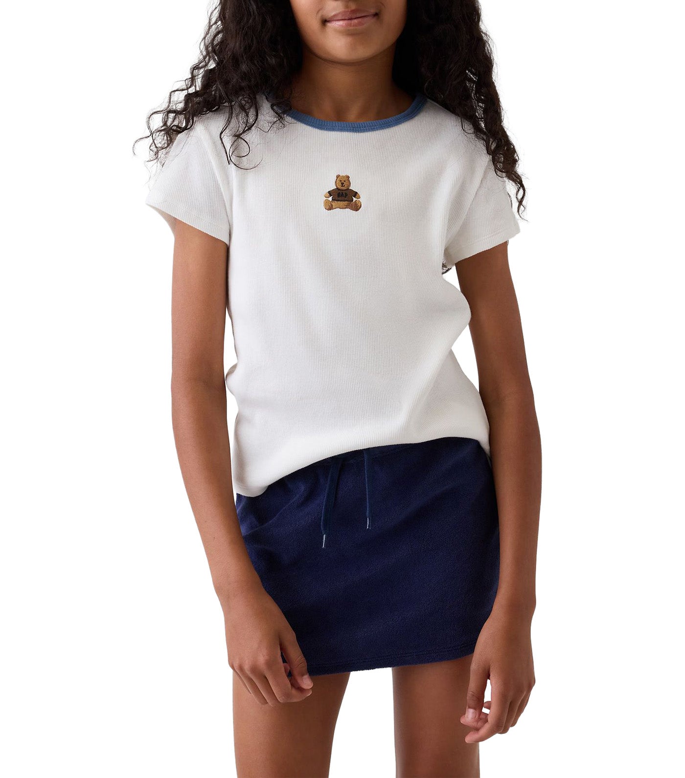 Kids Embroidered Rib T-Shirt New White