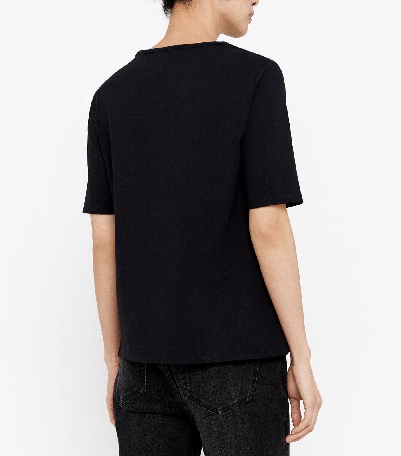 Basic Boat Neckline T-Shirt Black