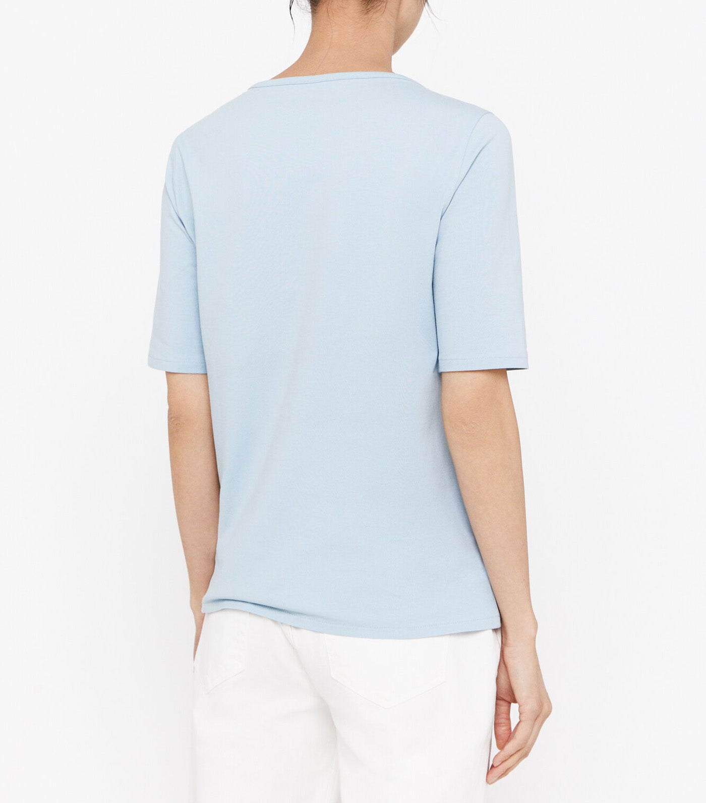 Basic Boat Neckline T-Shirt Blue
