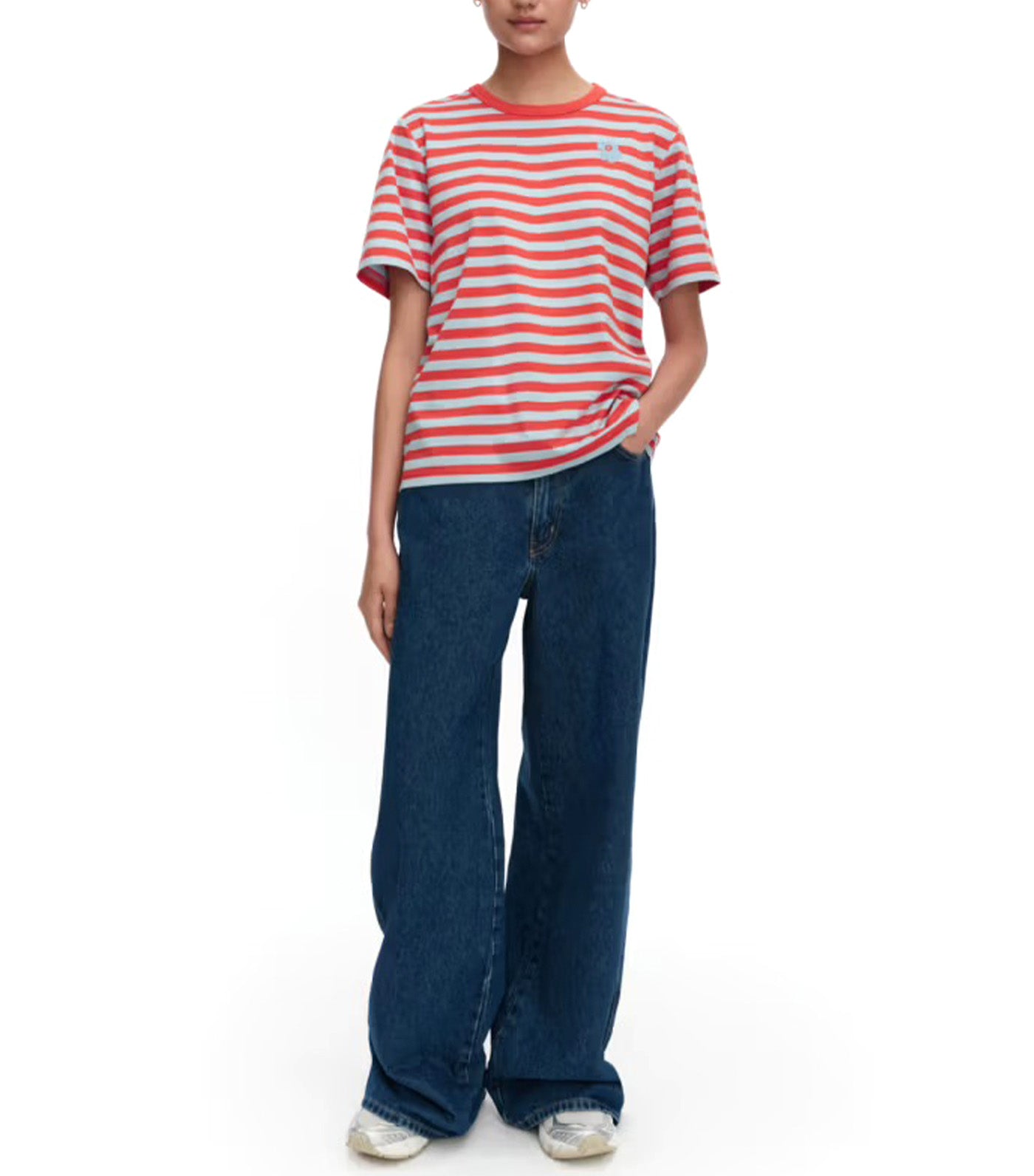 Tasaraita Unikko Kioski T-Shirt Red/Light Blue