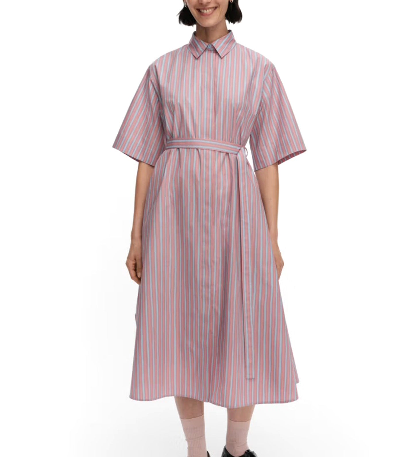 Paperi Piccolo Cotton Shirt Dress Light Pink/Light Blue