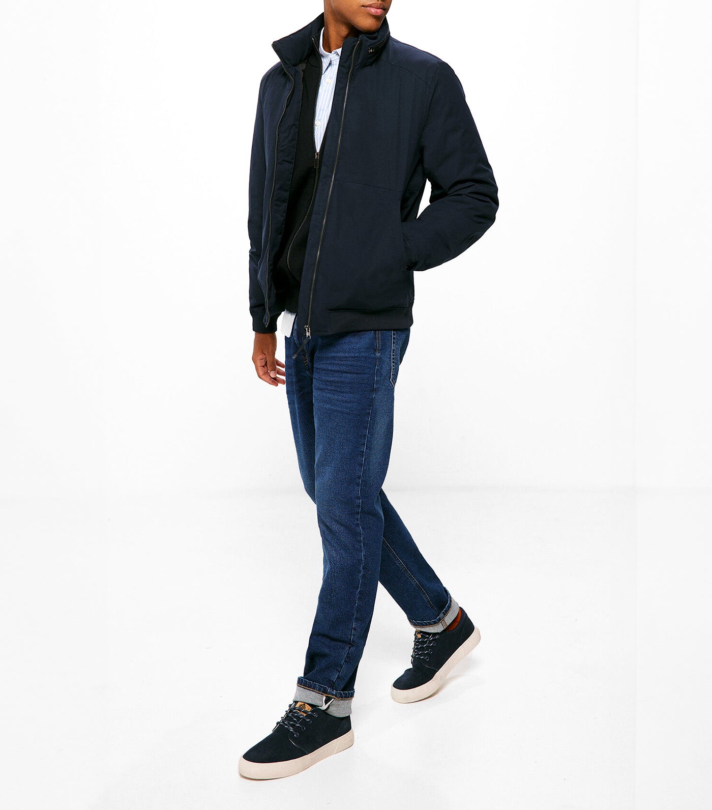Quilted Technical Jacket Navy