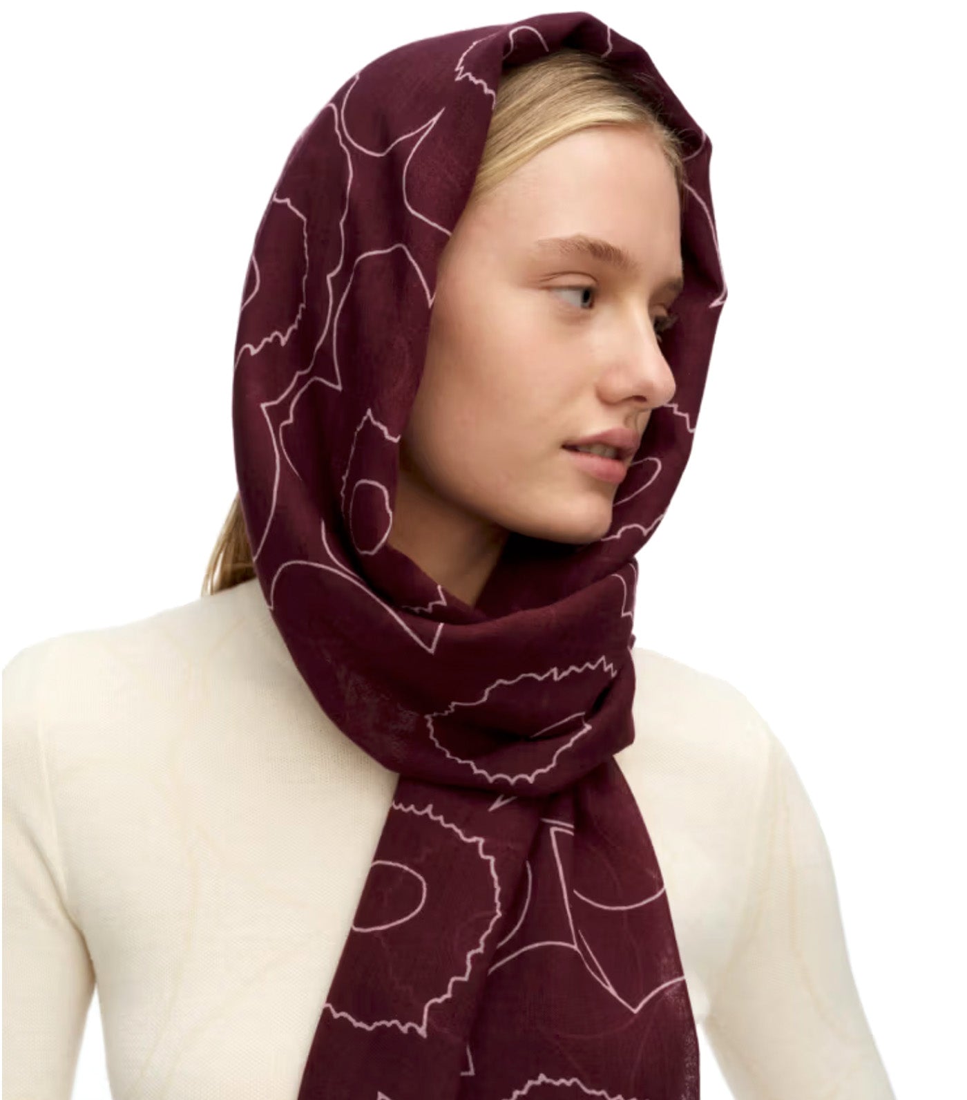 Fiore Piirto Unikko Scarf Dark Purple/Light Pink