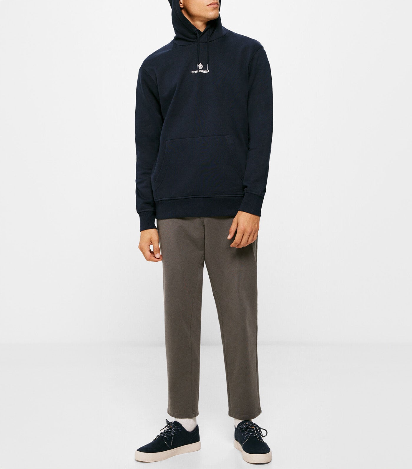 Springfield Felpa con Cappuccio Maglia di Tuta, Blu Scuro, XL Uomo