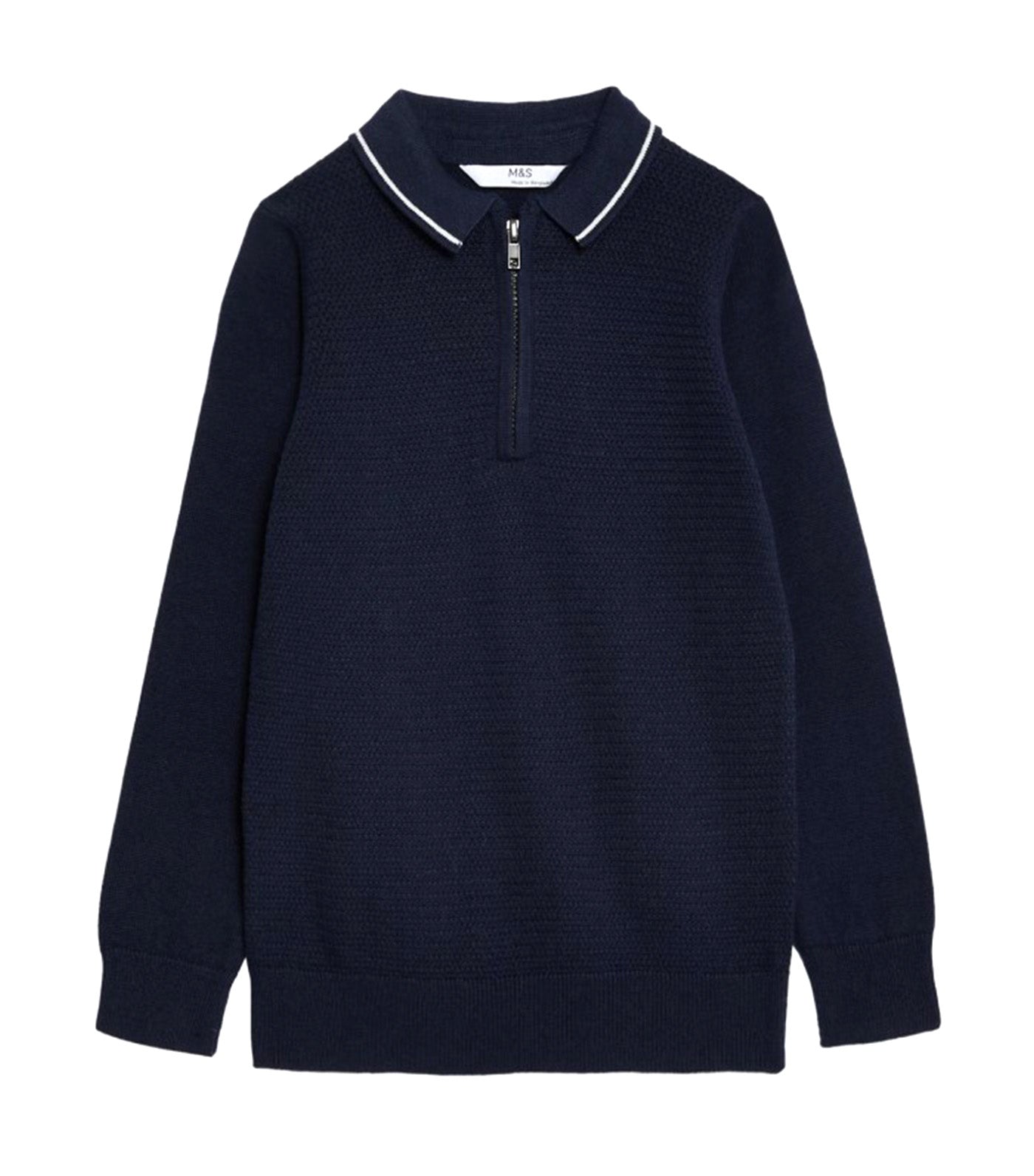 Pure Cotton Knitted Polo Shirt Navy