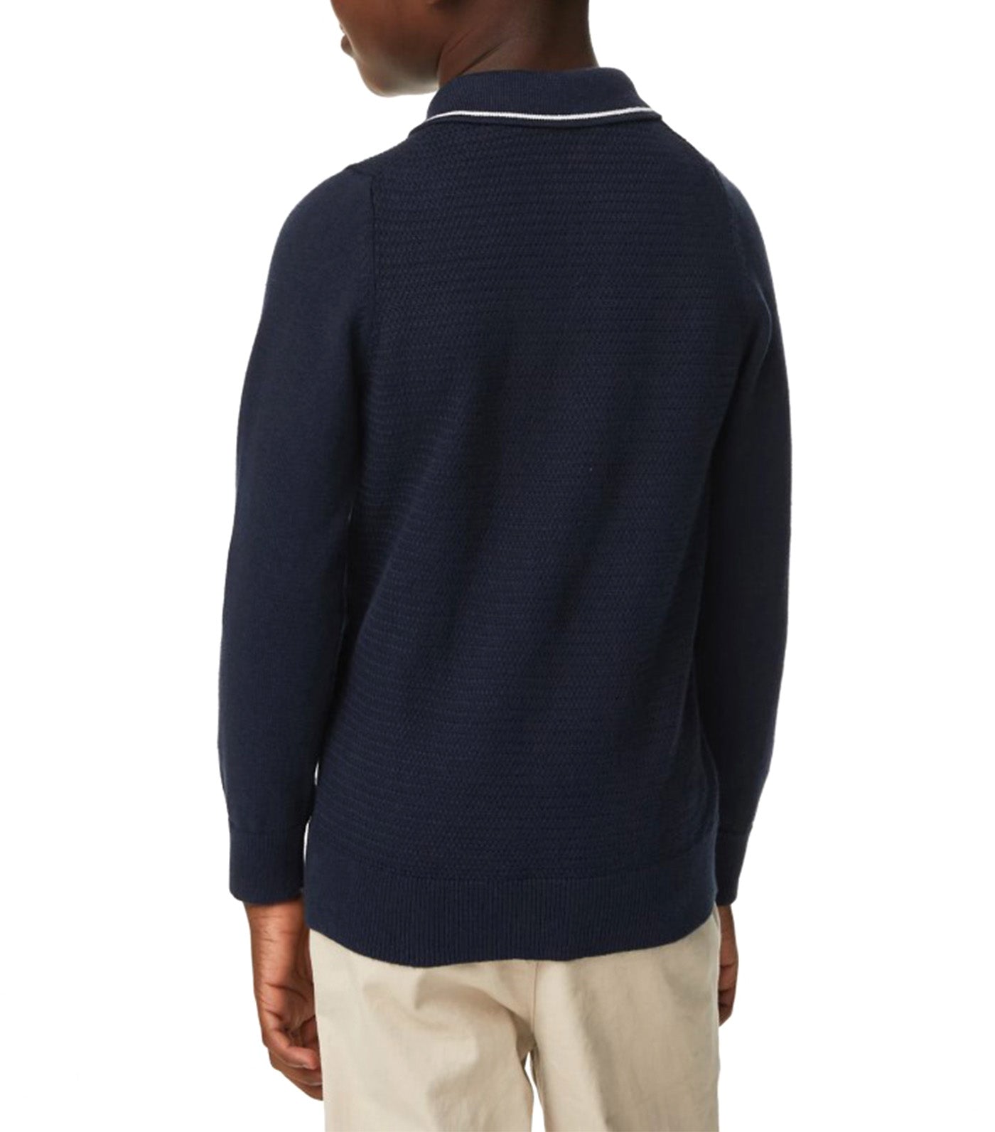 Pure Cotton Knitted Polo Shirt Navy