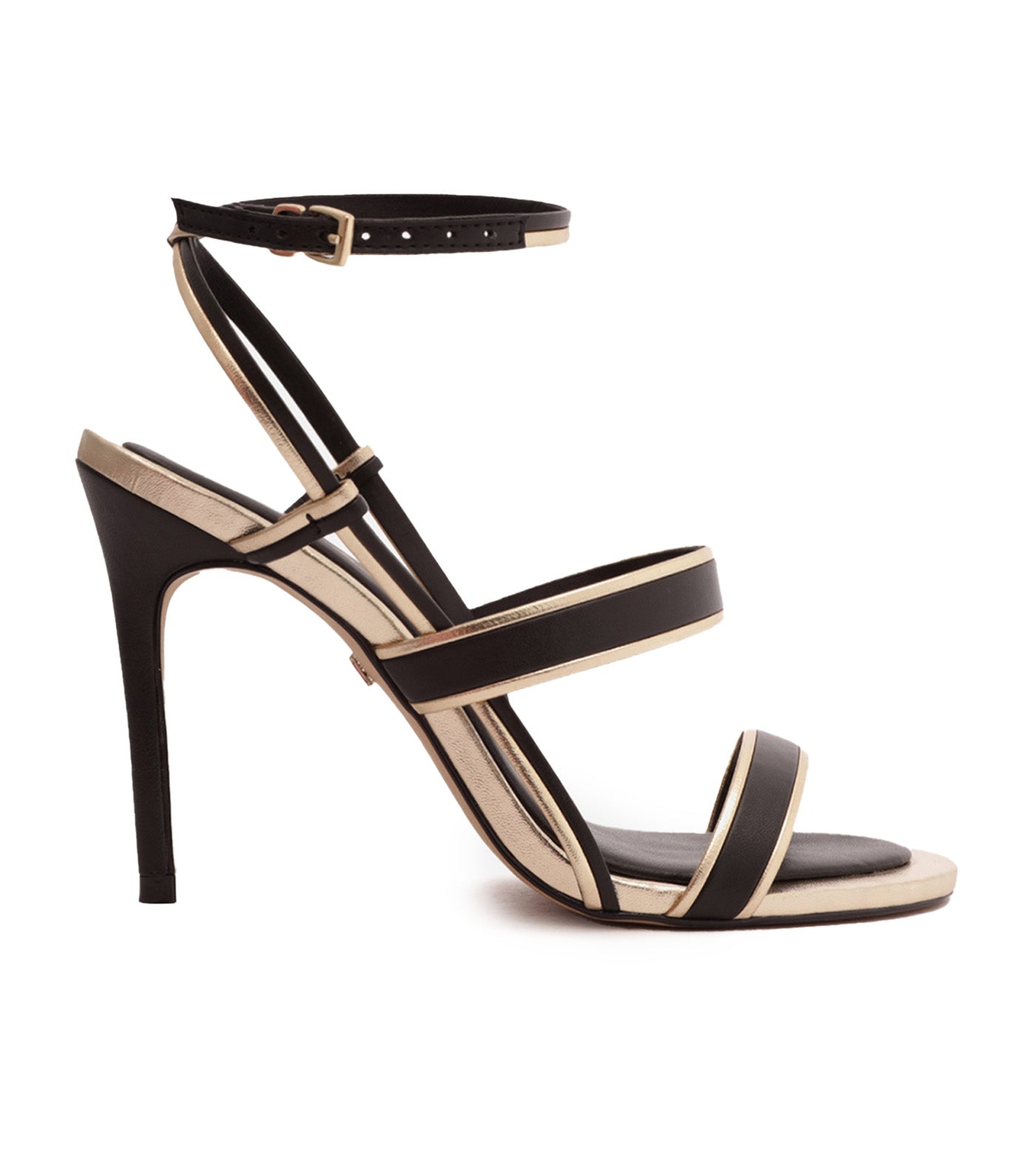 Thin Heel Sandals Black/Gold