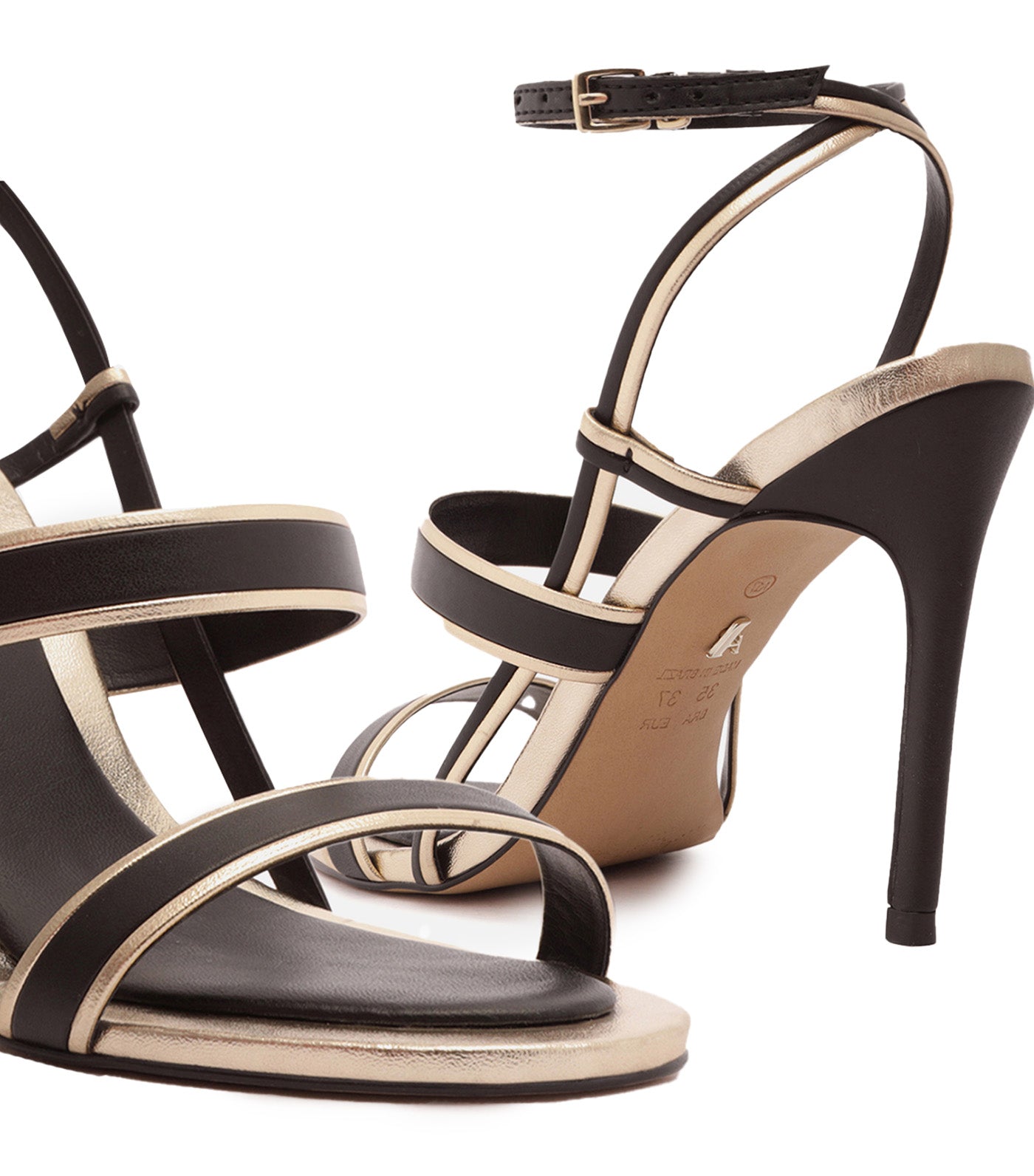 Thin Heel Sandals Black/Gold