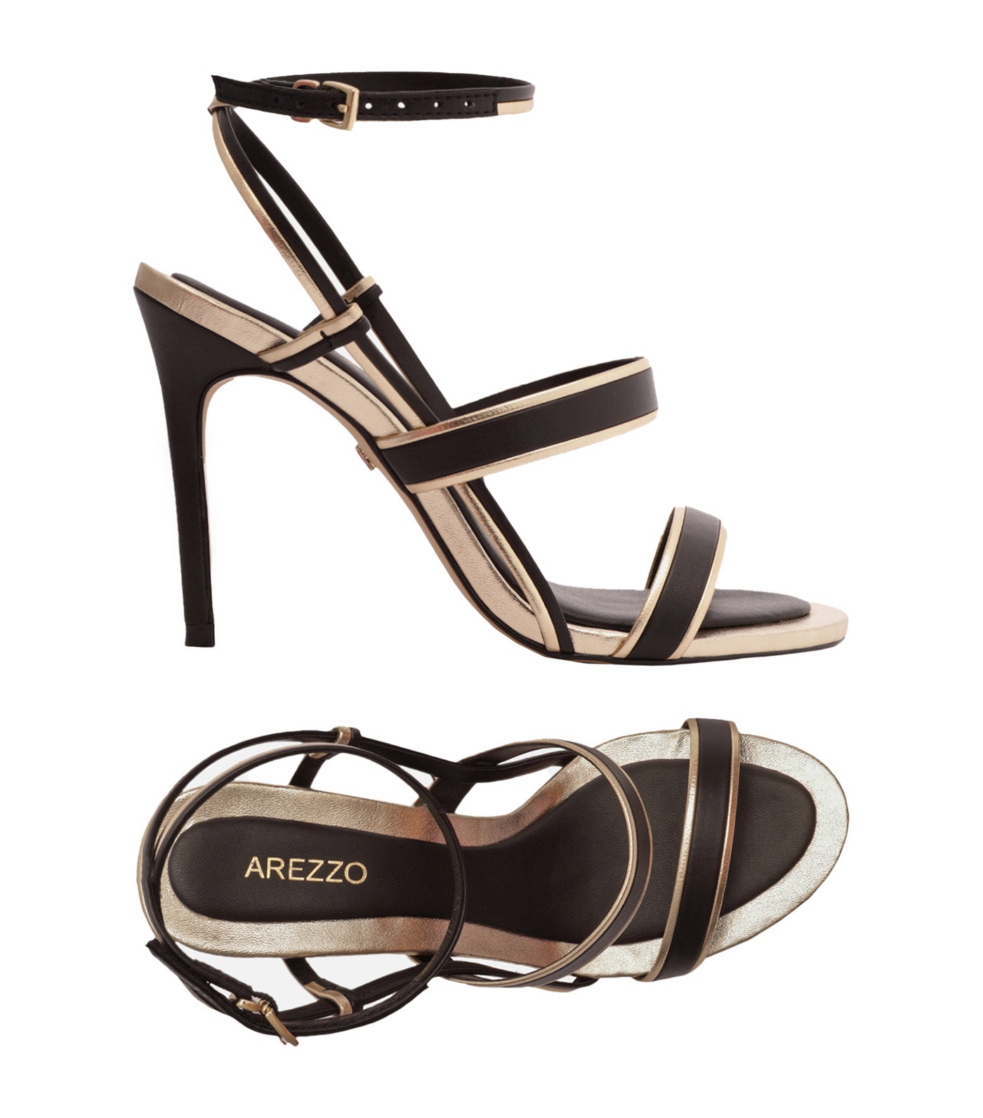 Thin Heel Sandals Black/Gold