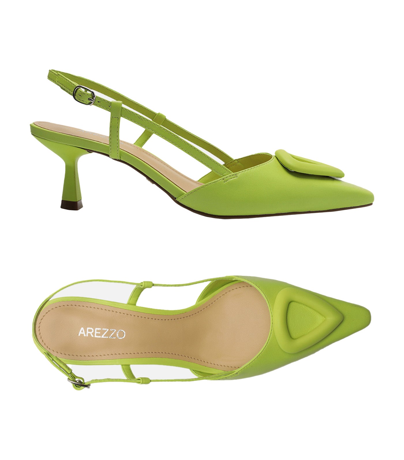 Pointy Toe Slingback Detail Pumps Fresh Lime