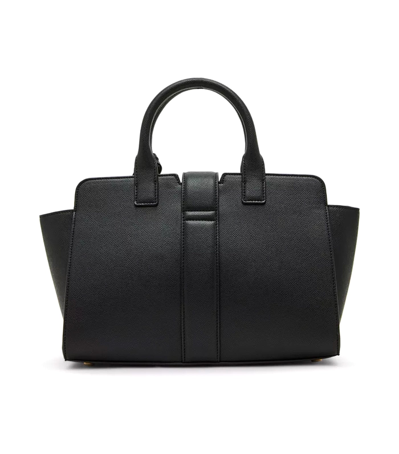 Covered Buckle with Convertible Strap Medium Satchel Bag Black
