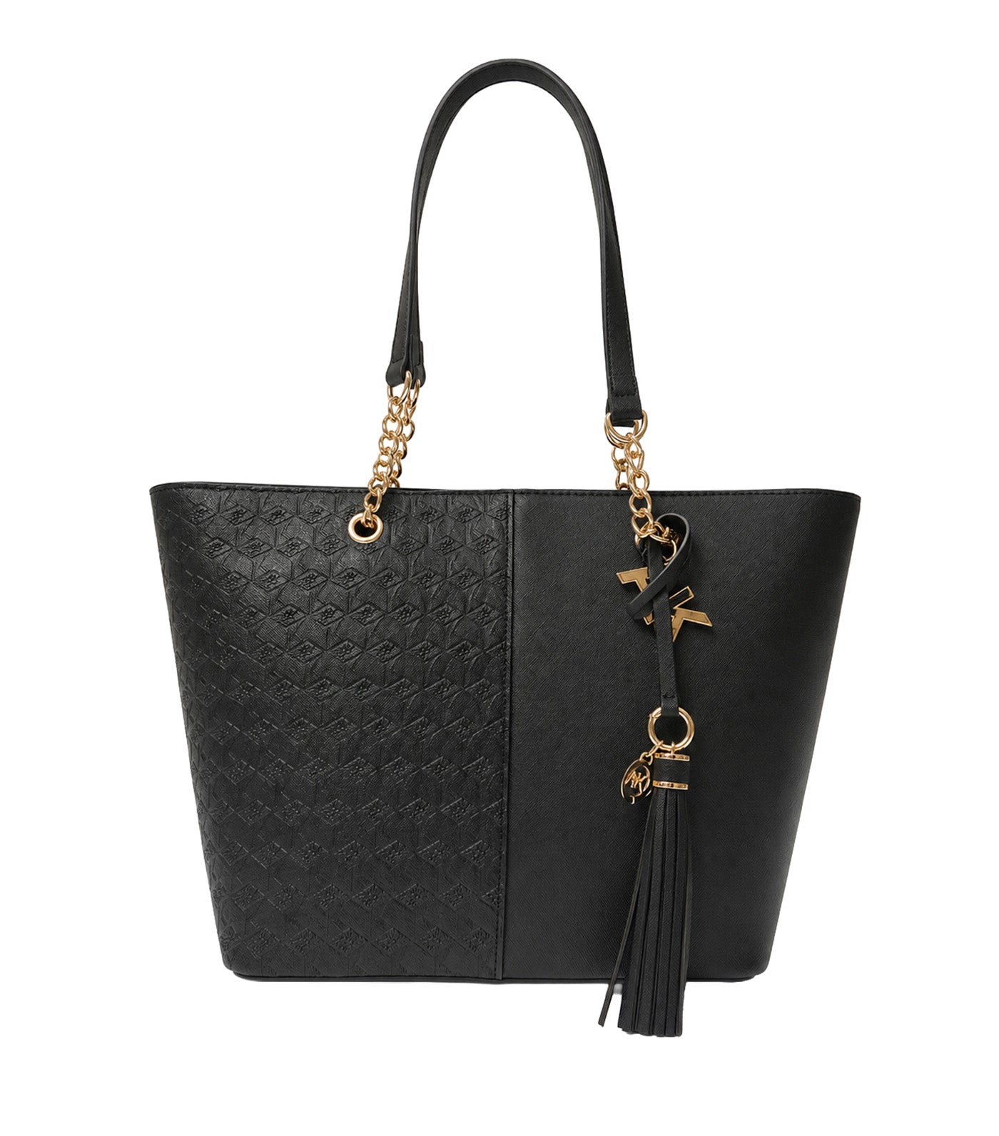 Embossed Chain Tote Black