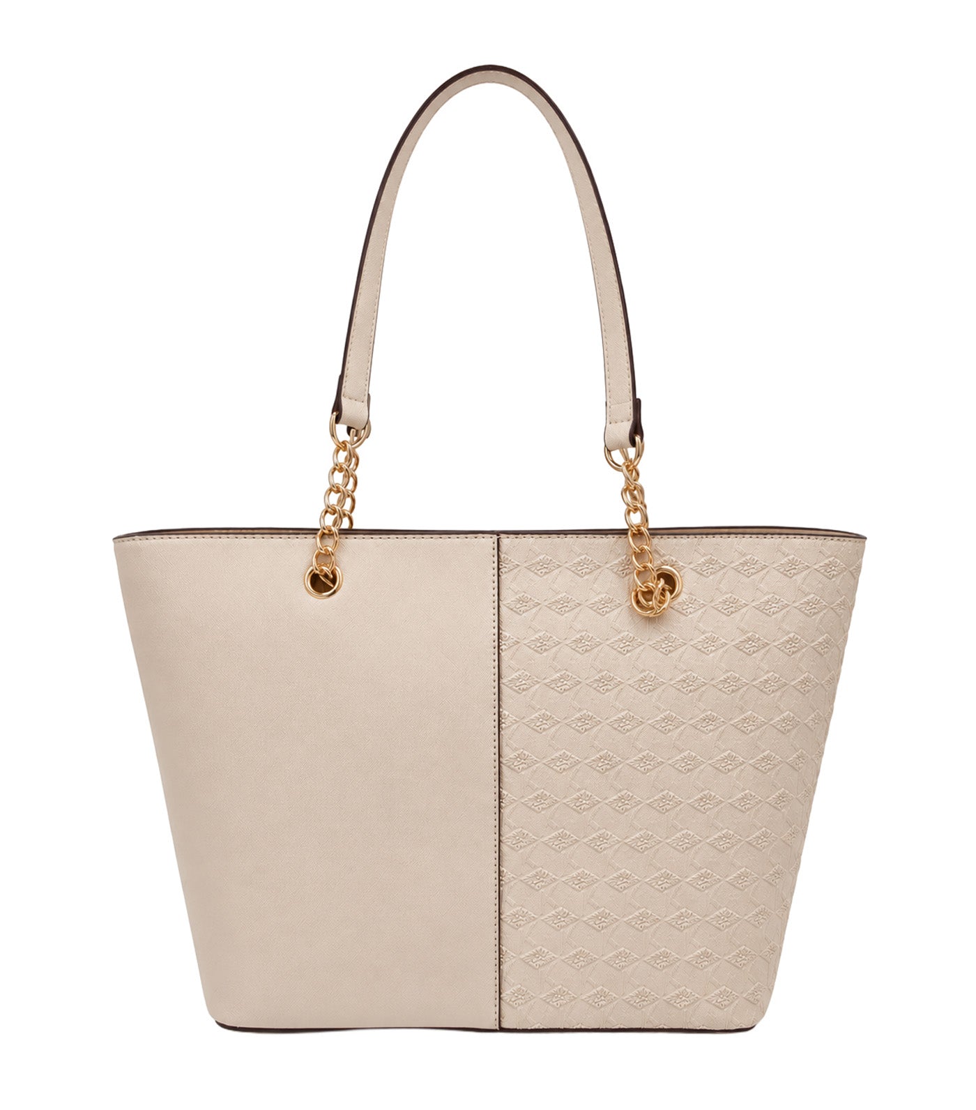 Embossed Chain Tote Beige