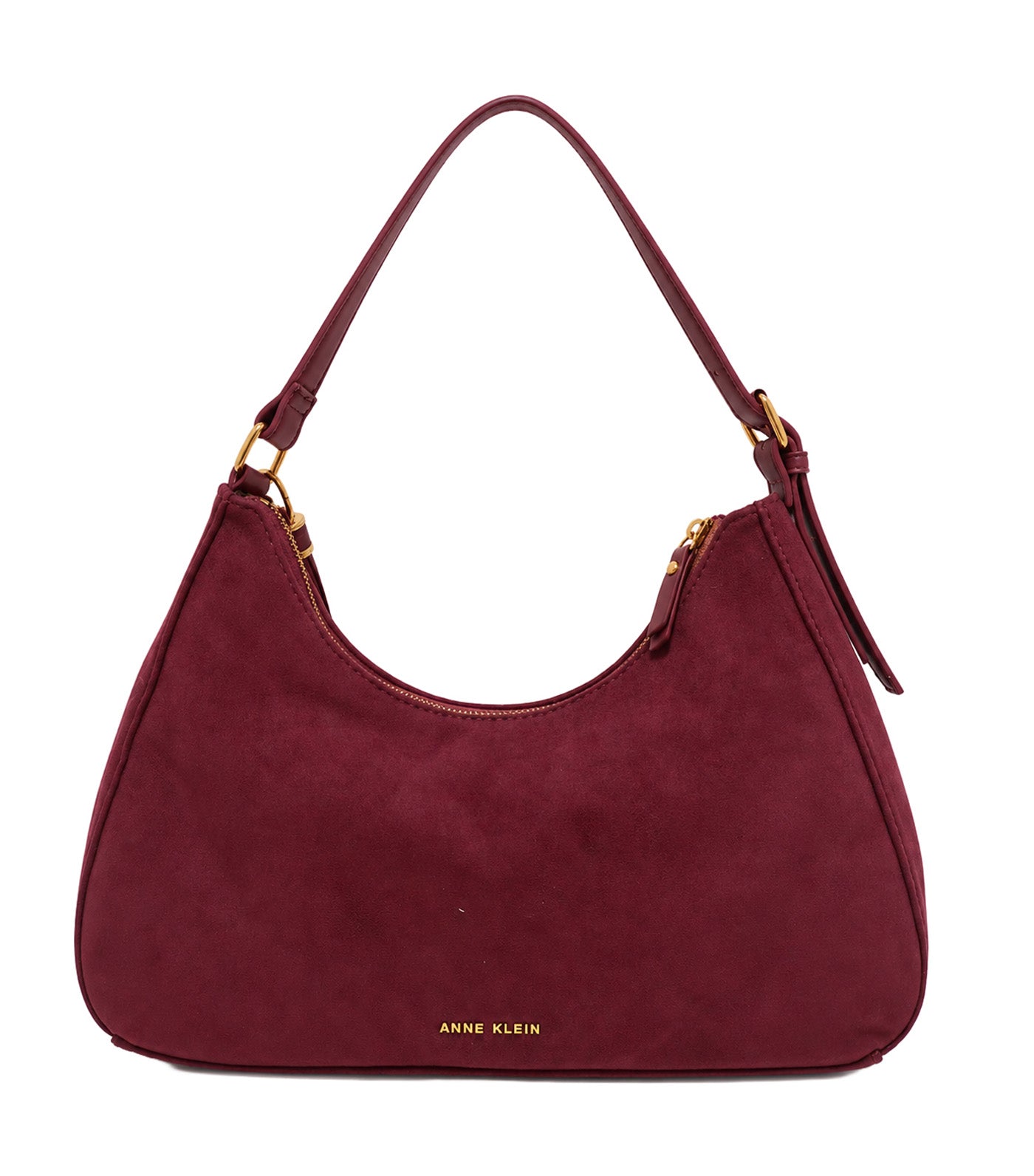 Faux Suede Horsebit Tassel Bag Dark Red