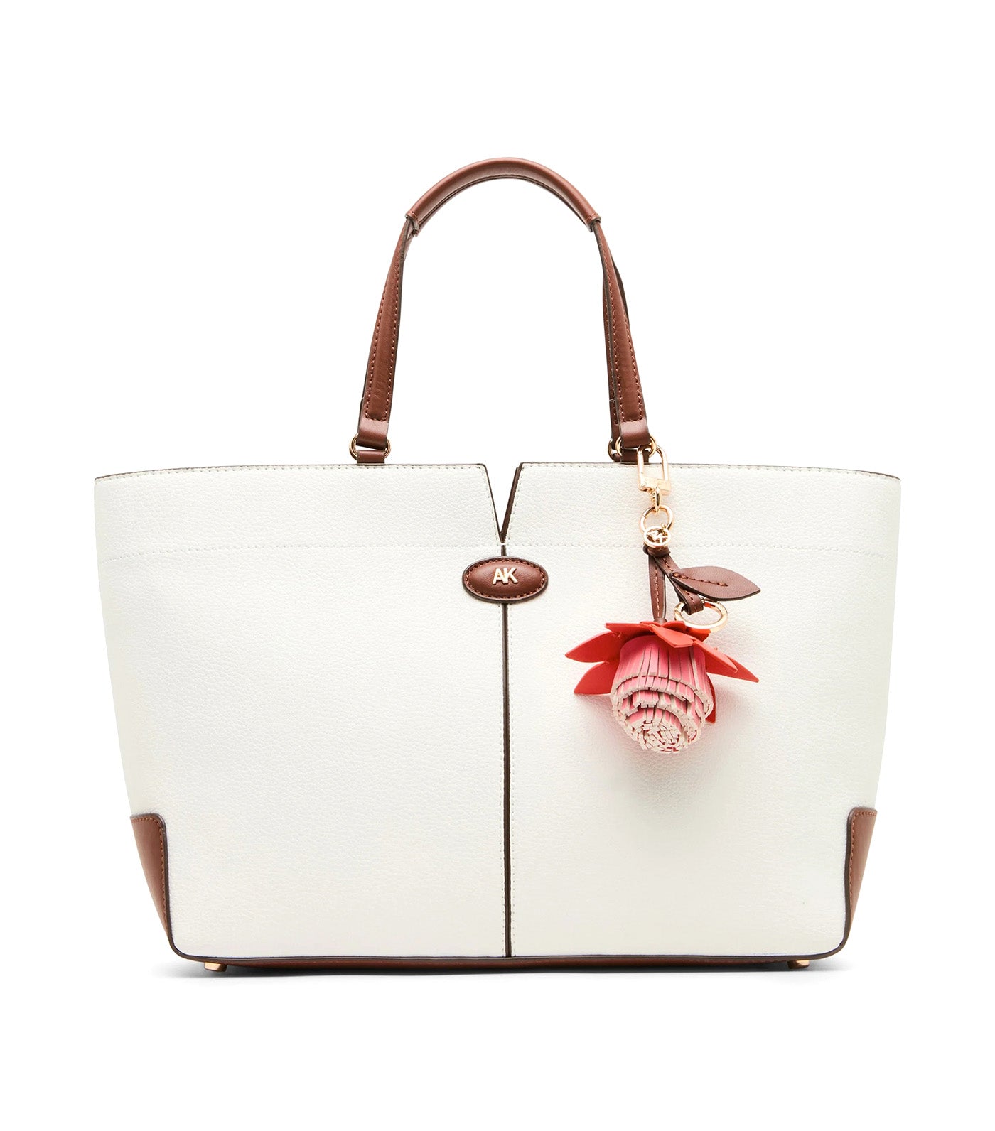 Large East West Tote Bag with Floral Bag Charm