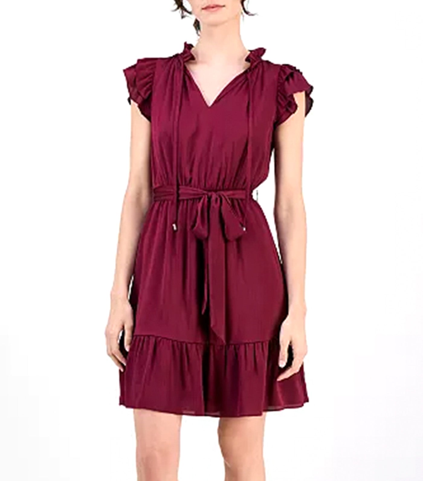 Flutter Sleeve Dress Purple