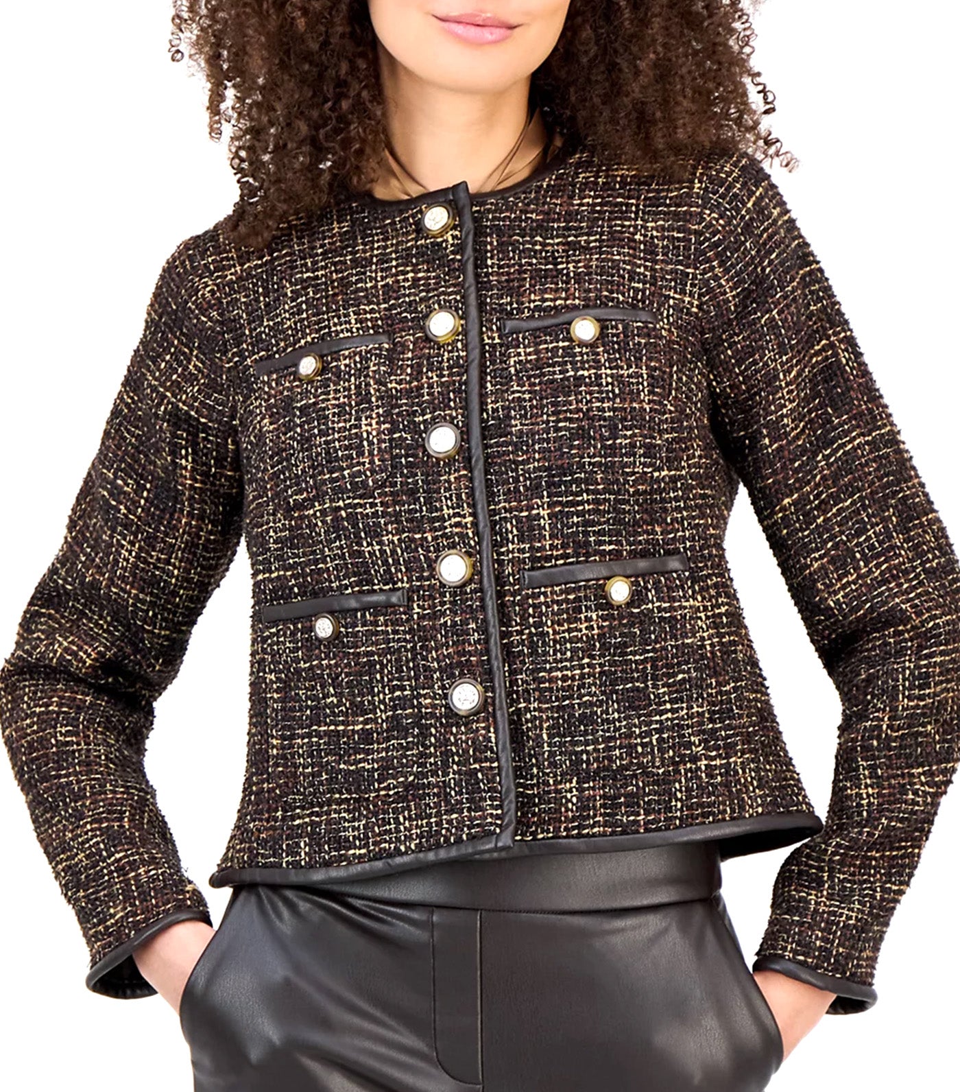 Framed Button Jacket Black Multi
