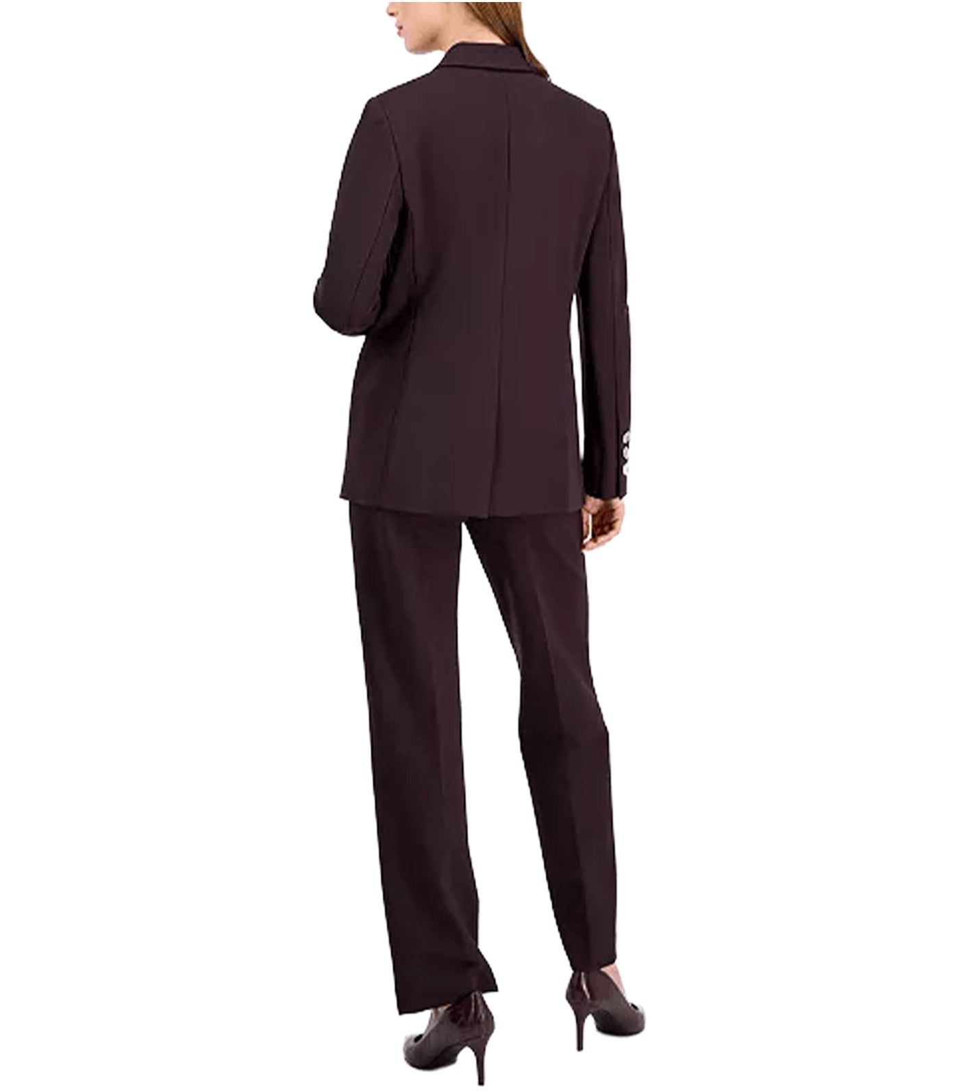 Women's Curved-Lapel Double-Pocket Blazer Dark Brown