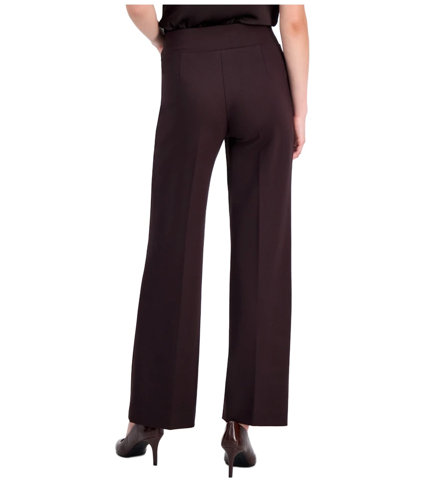 Wide-Leg Pull-On Compression Pants Dark Brown