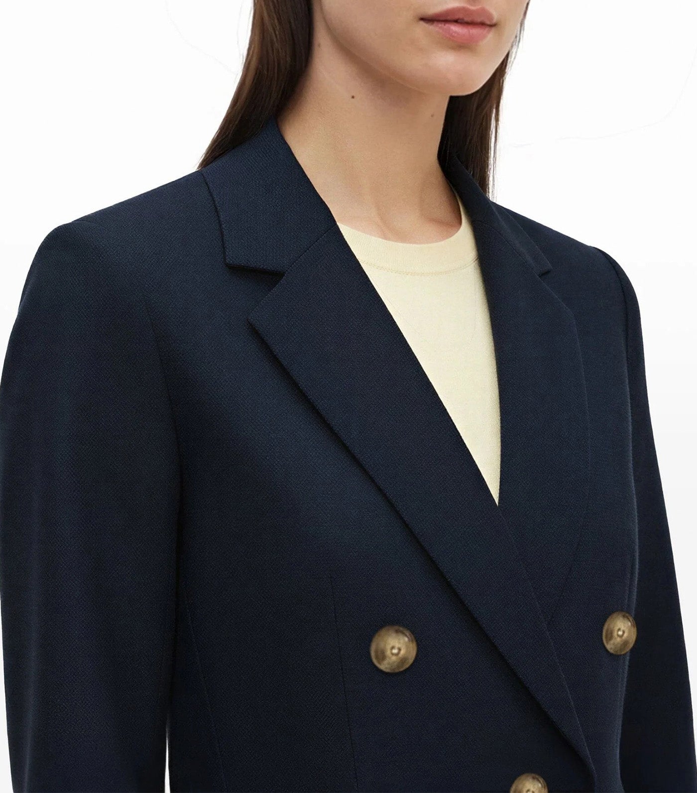 Anne Klein Faux Double Breasted Jacket Dark Blue