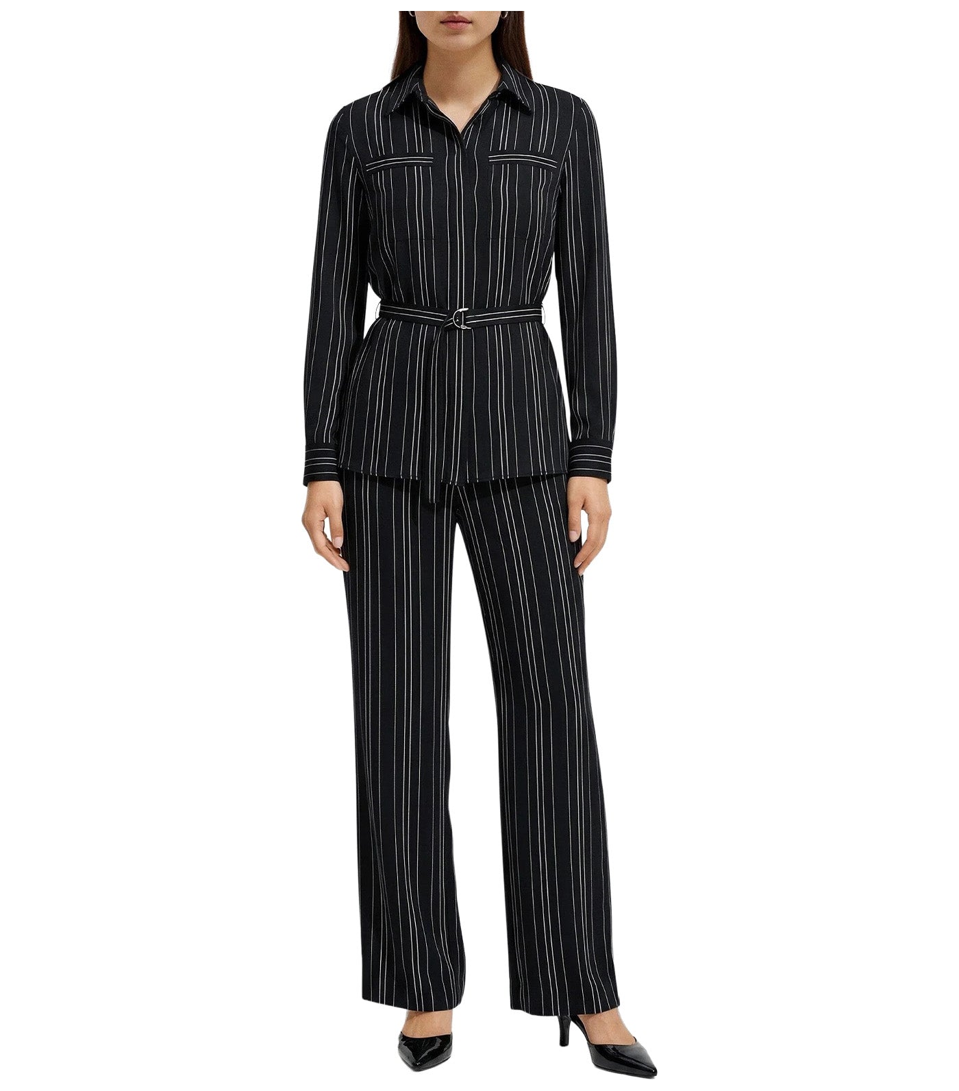 Wide Leg Pull On Elastic Pant Black Multi