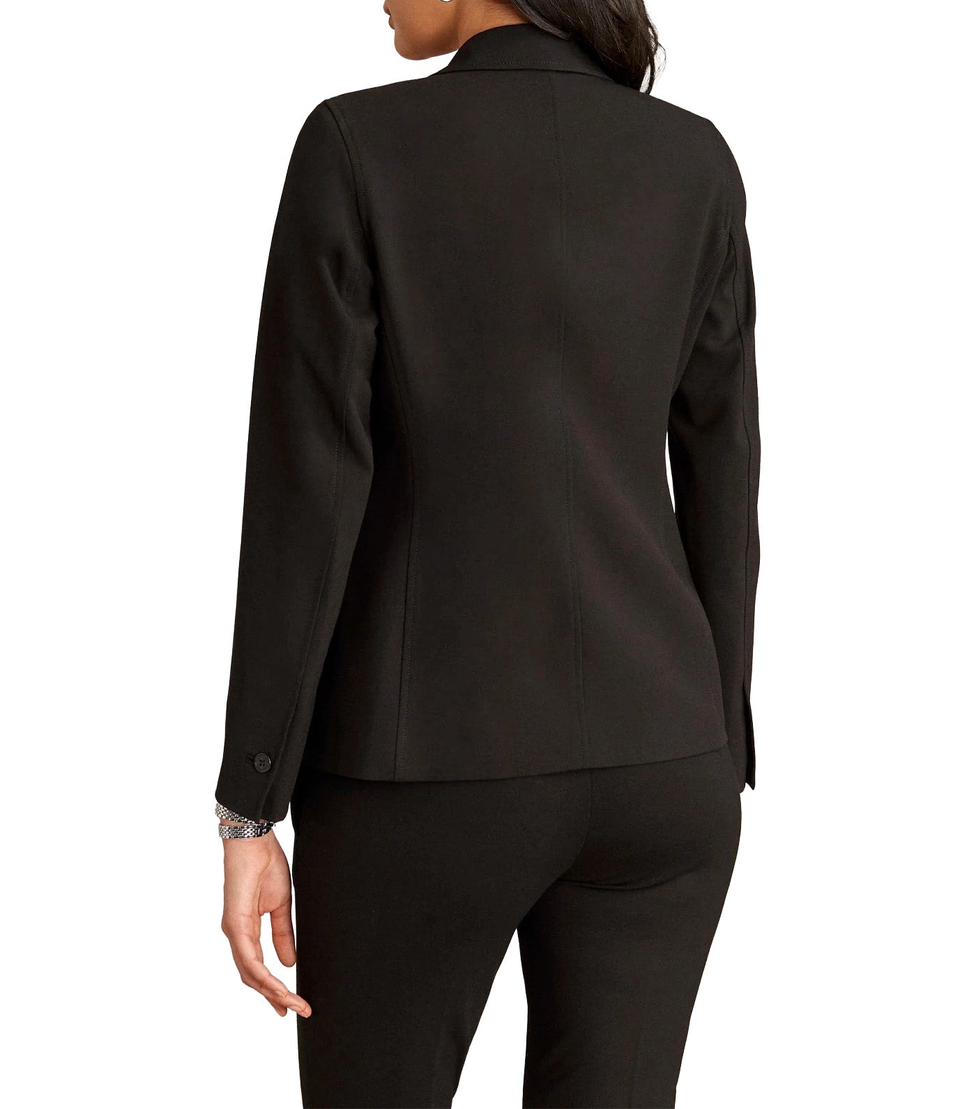 Notch Collar Blazer With Princess Seam Black