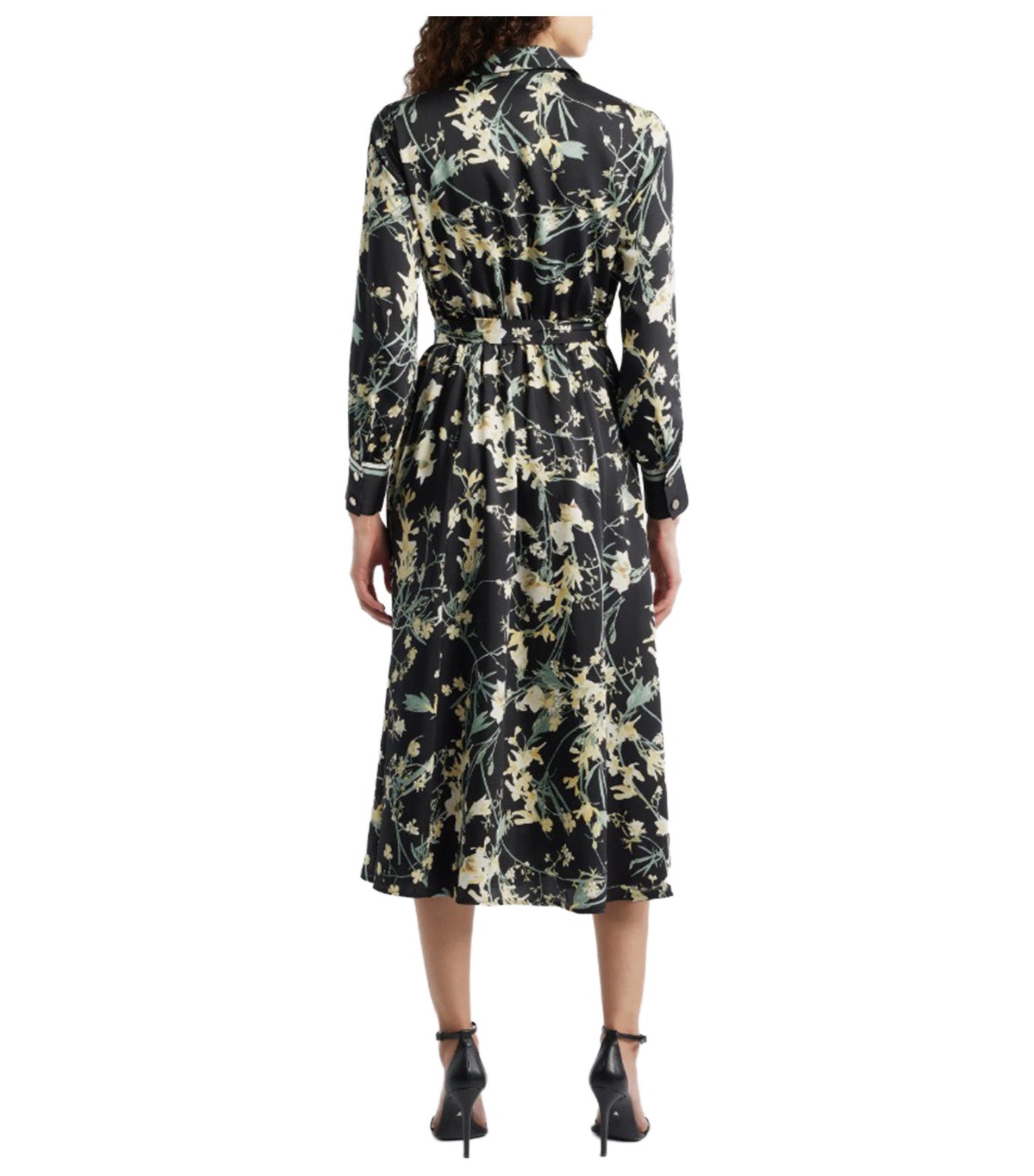 Floral Button-Up Shirt Dress Black Multi