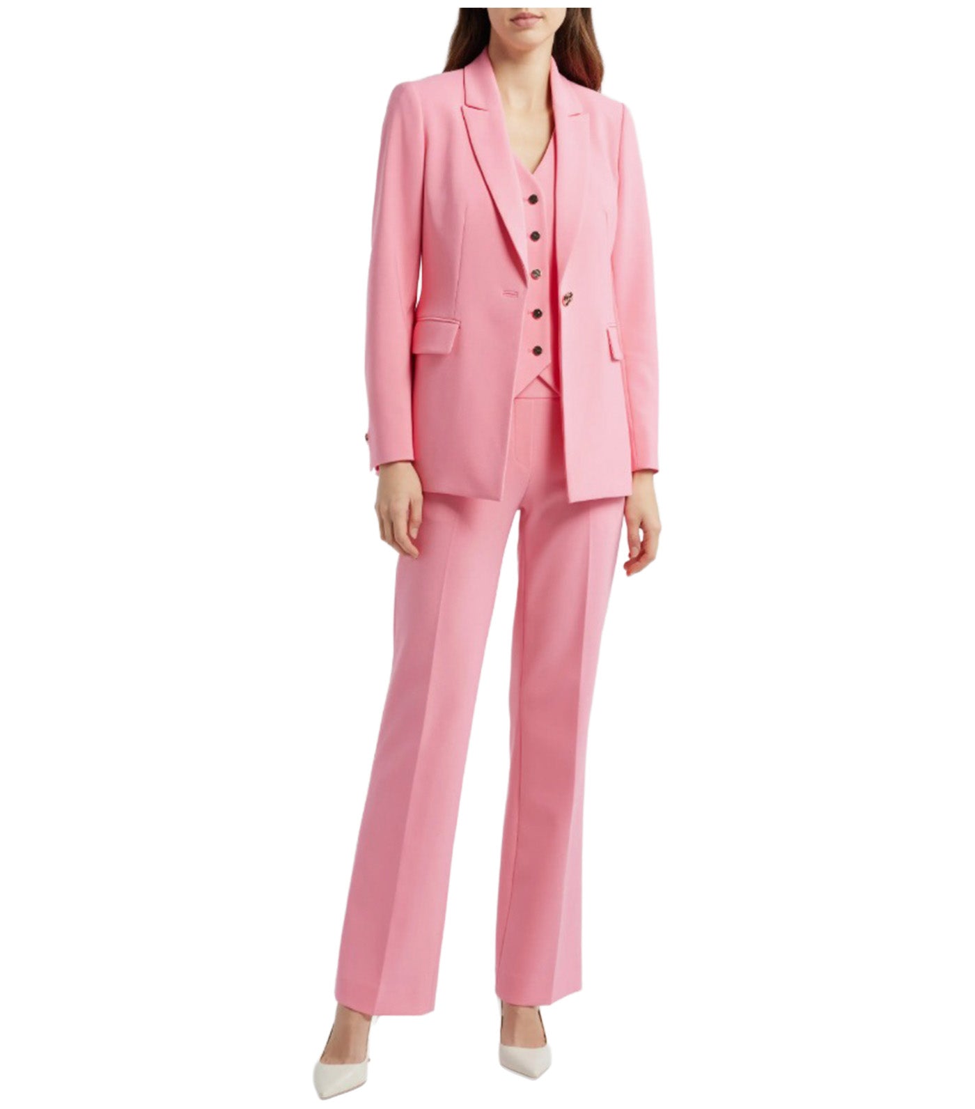 One-Button Stretch Knit Blazer Pink