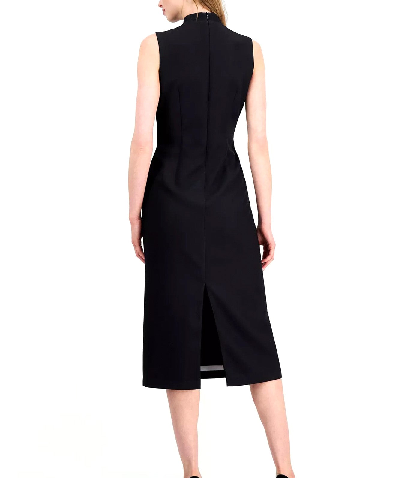 Sleeveless Mock-Neck Sheath Dres Black Multi