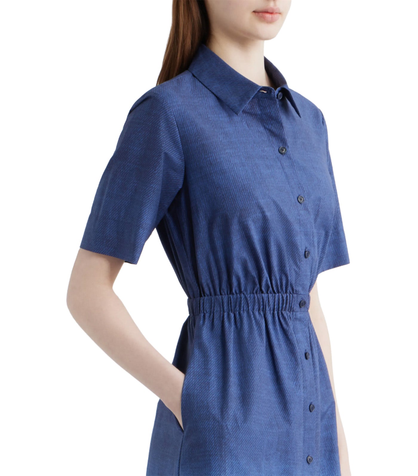 Short Sleeve Shirt Dress Blue Multi