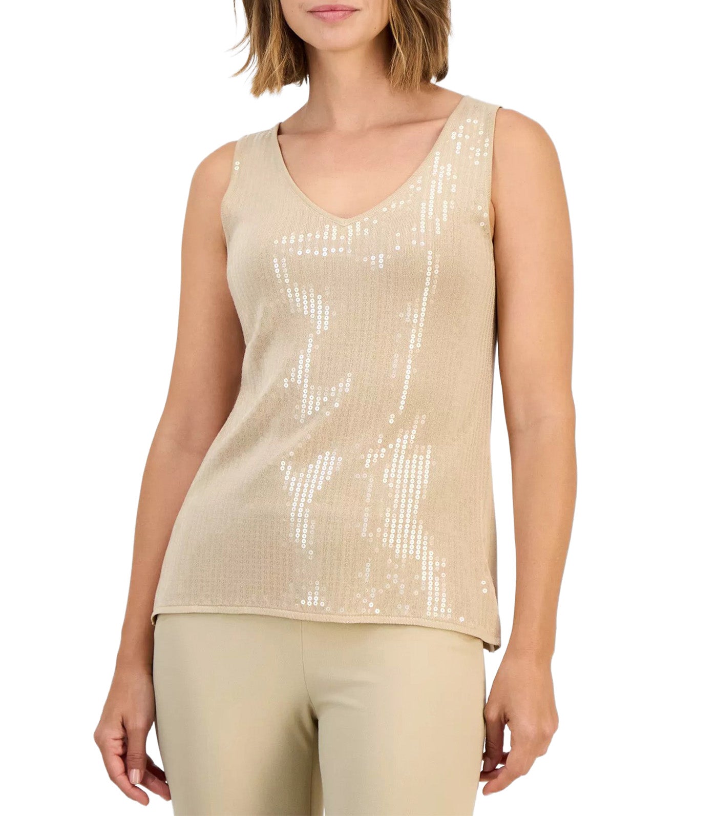 Women's Sequin Tank Top Tan