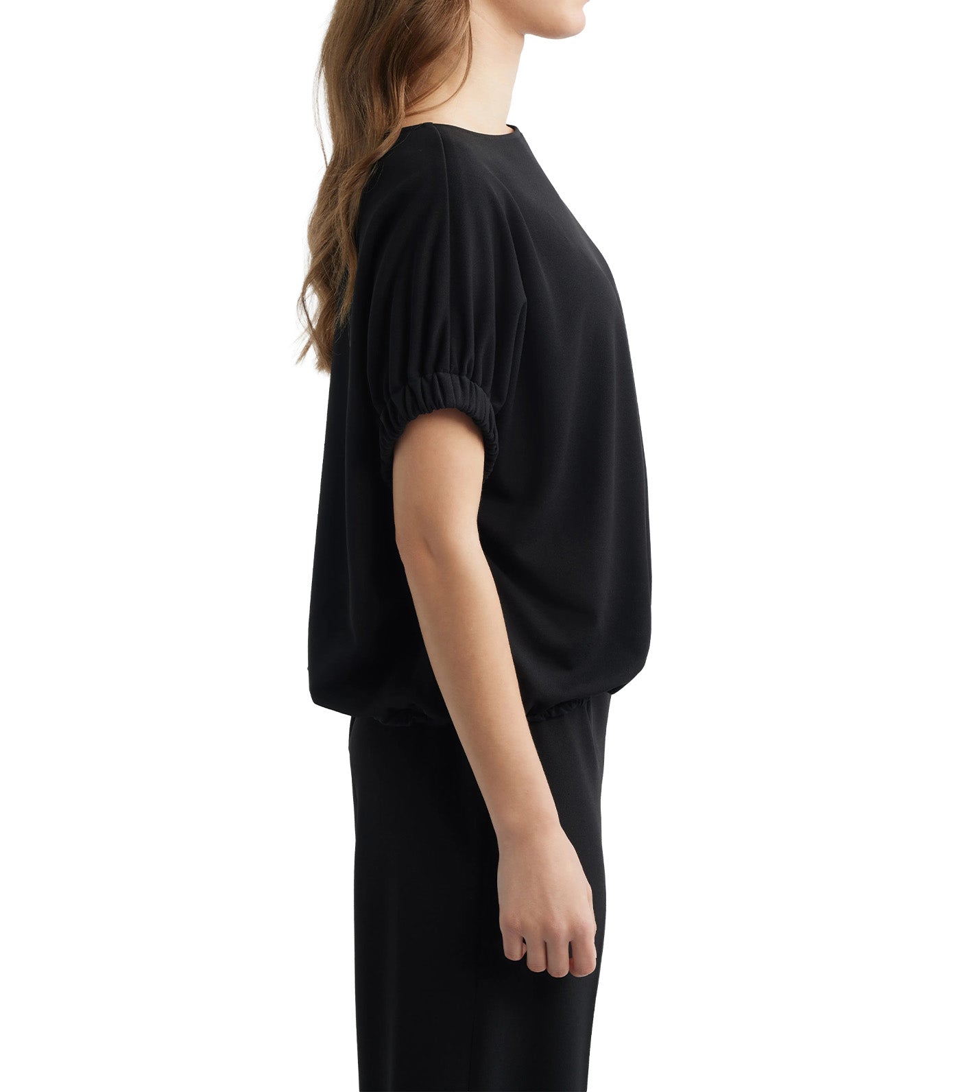 Boat Neck Dolman Sleeve Top Black