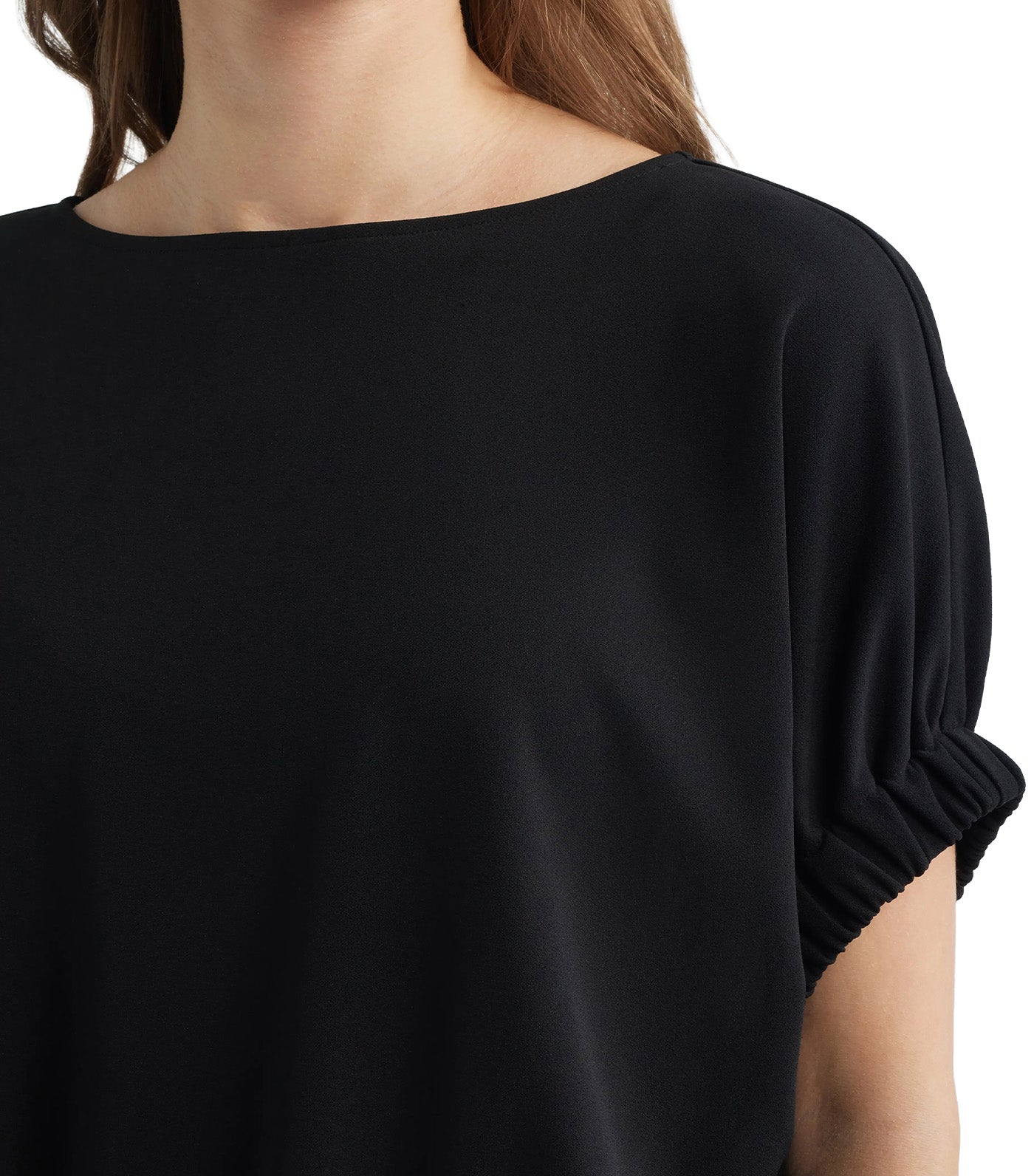 Boat Neck Dolman Sleeve Top Black