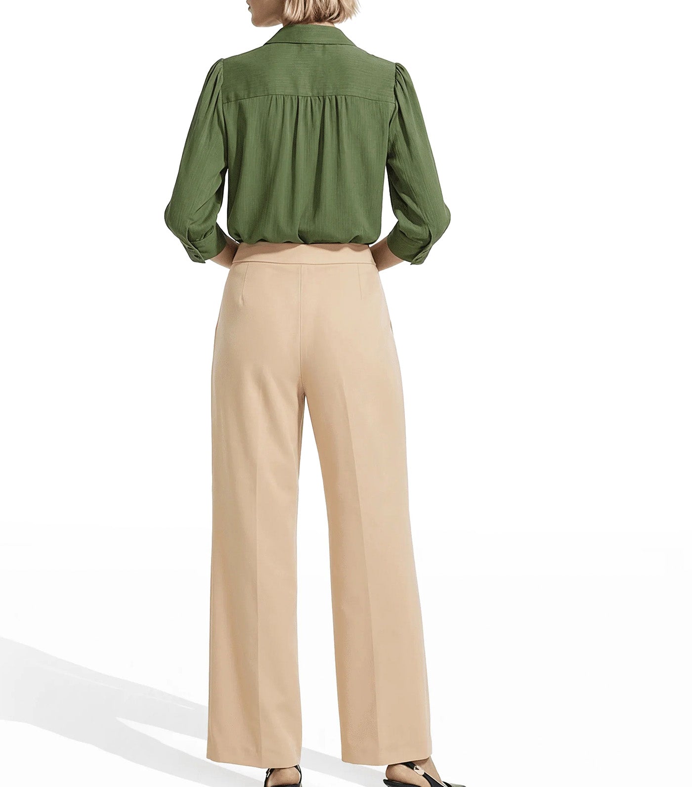 High-Rise Wide Leg Sailor Pull-On Pant Tan