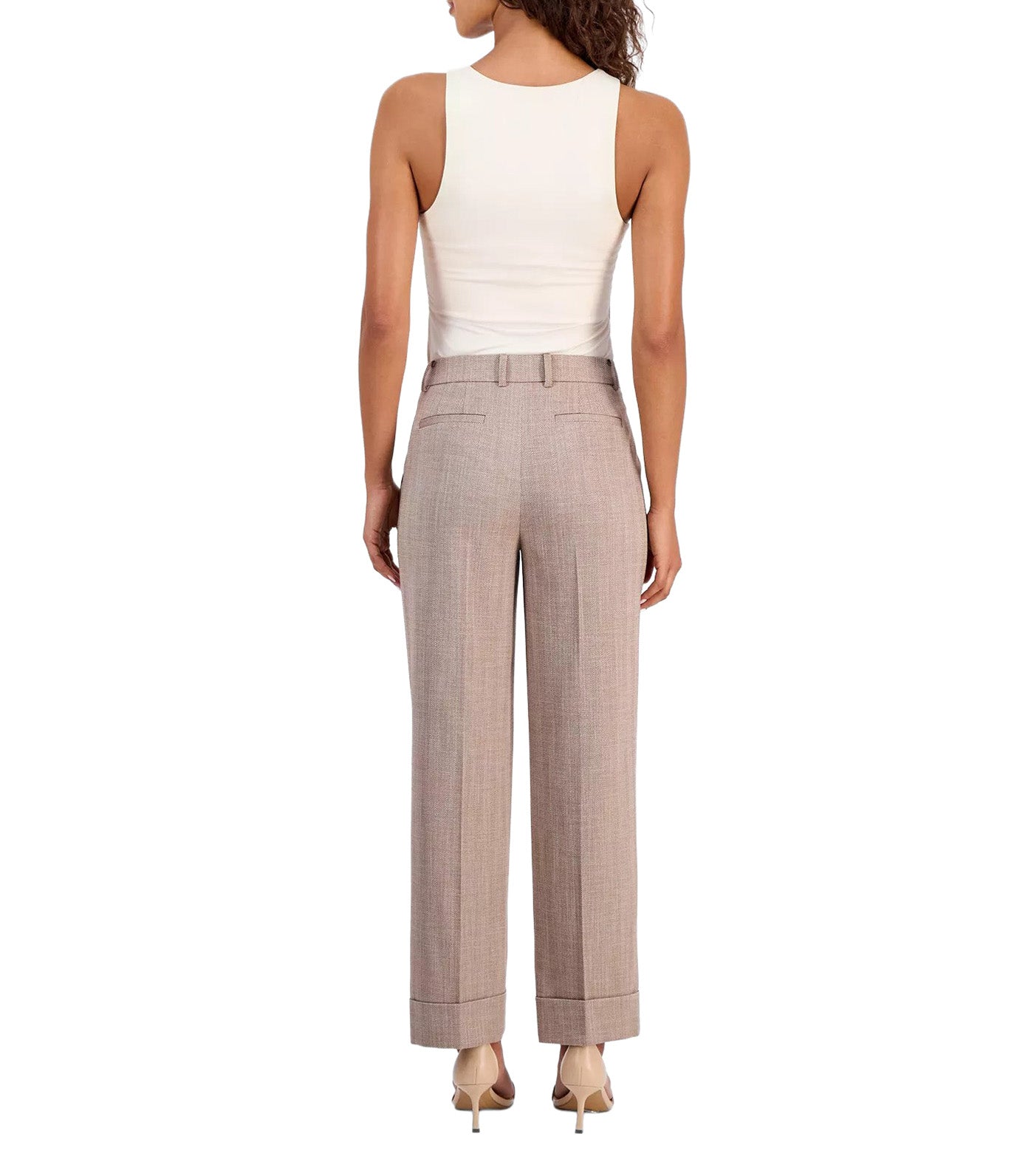Women's High Rise Cuffed Straight-Leg Pants Brown