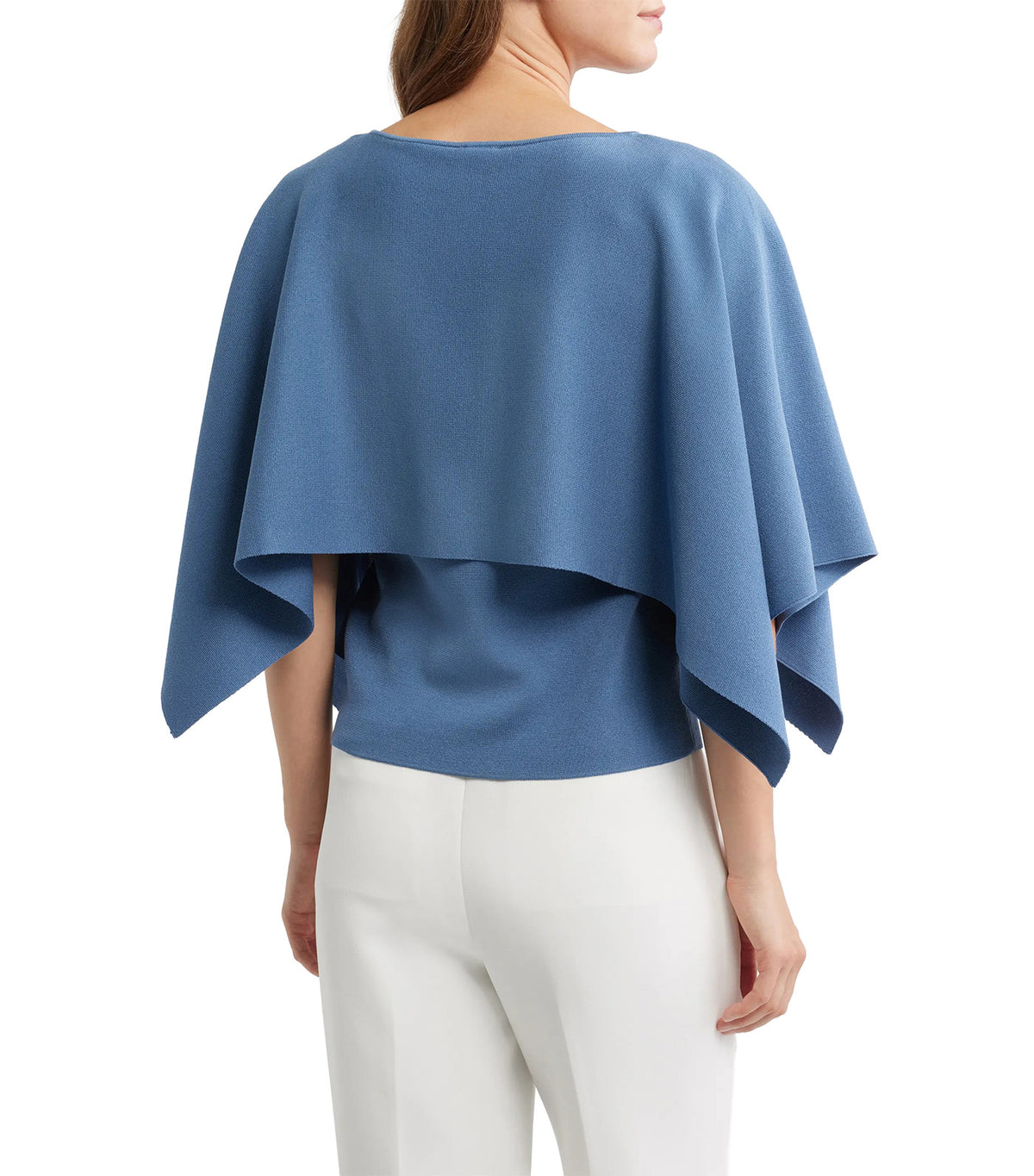 Boat Neck Sweater Cape Blue