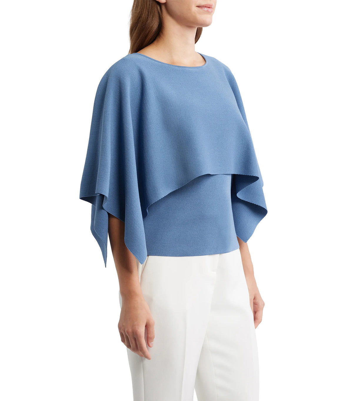 Boat Neck Sweater Cape Blue