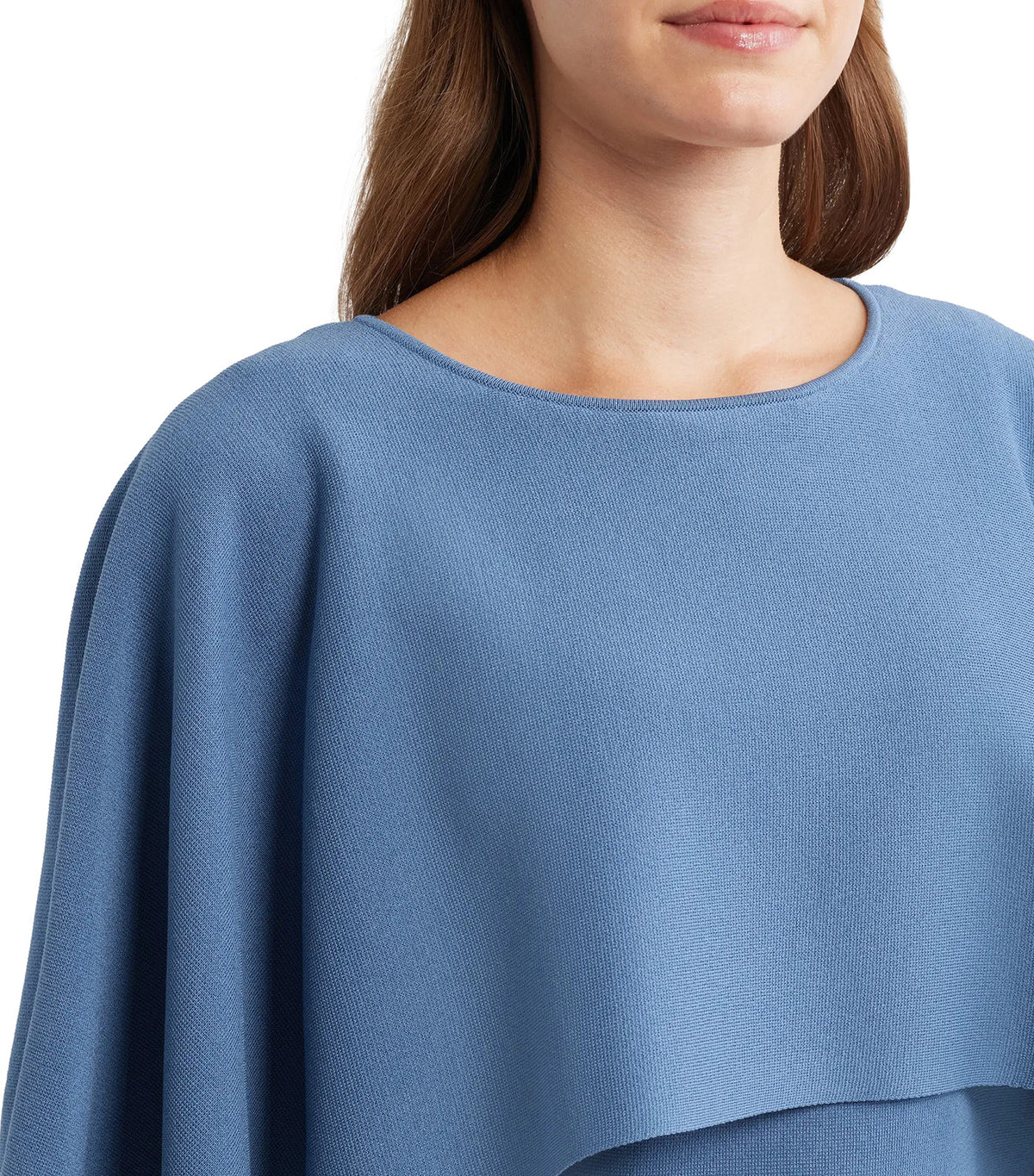 Boat Neck Sweater Cape Blue