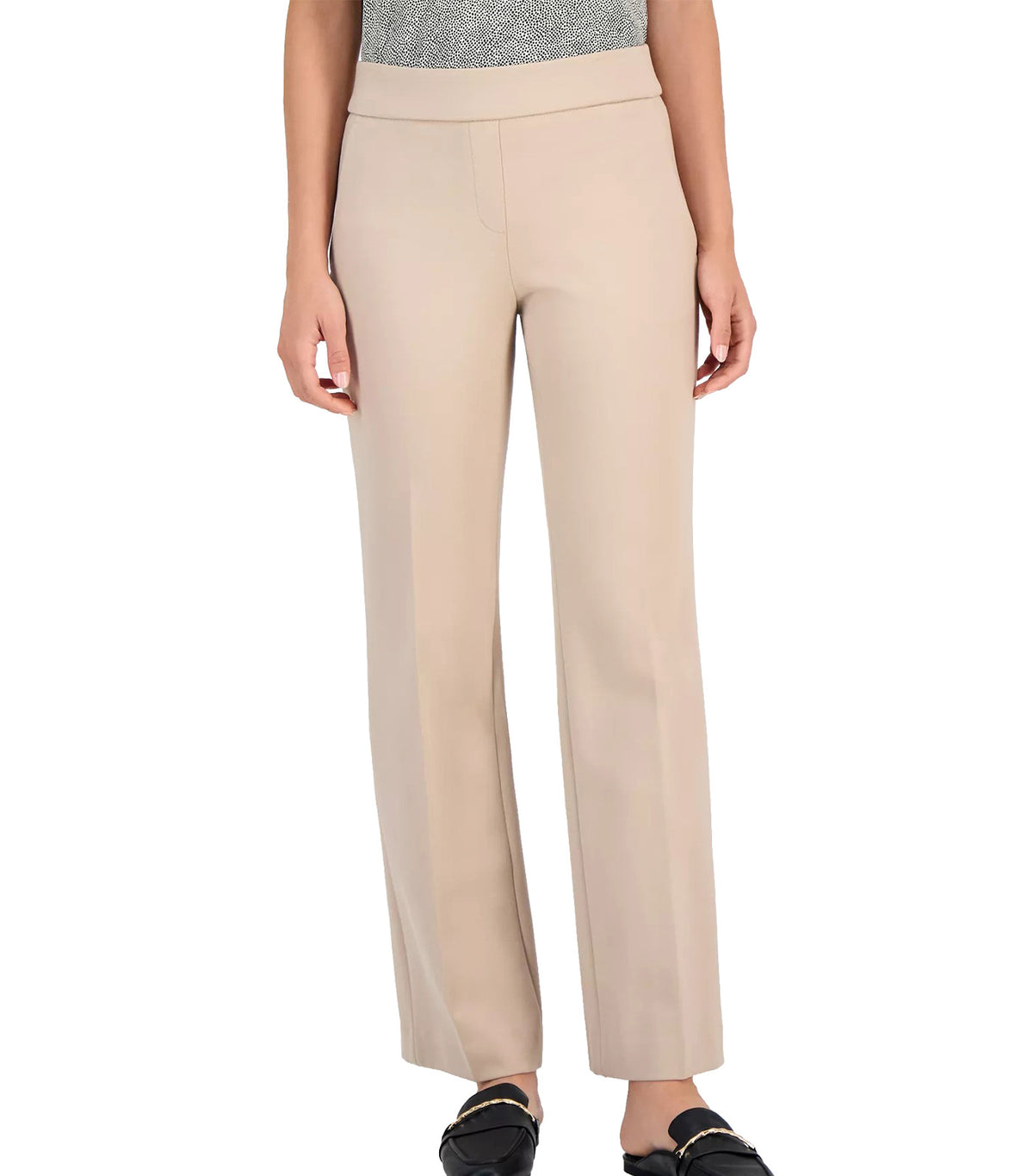 Grace Pull-On Slash-Pocket Trousers Latte