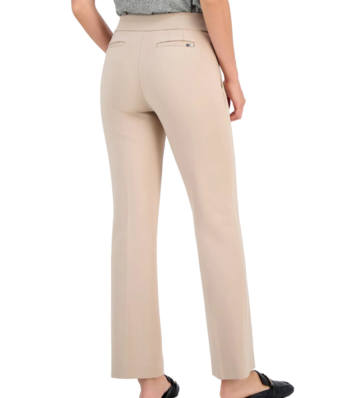 Grace Pull-On Slash-Pocket Trousers Latte