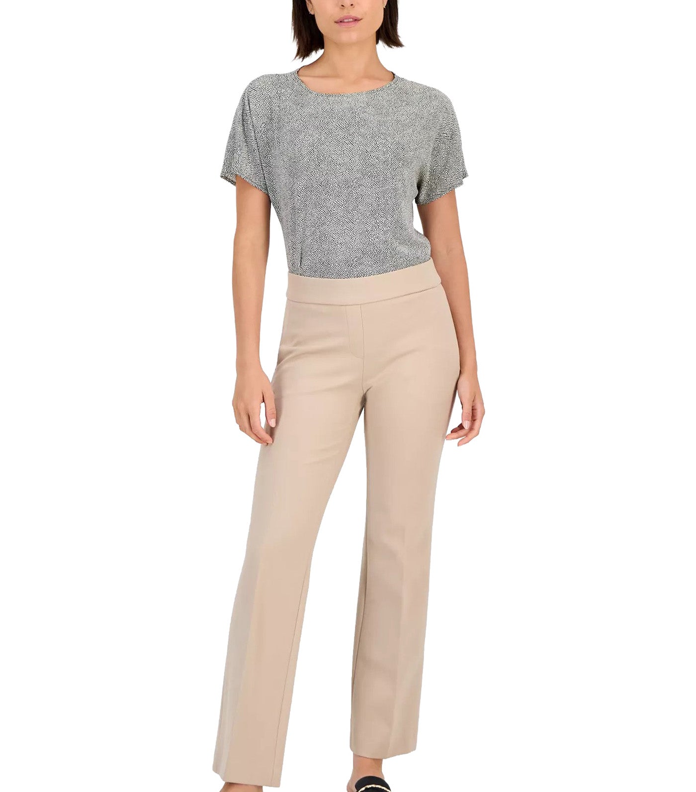 Grace Pull-On Slash-Pocket Trousers Latte